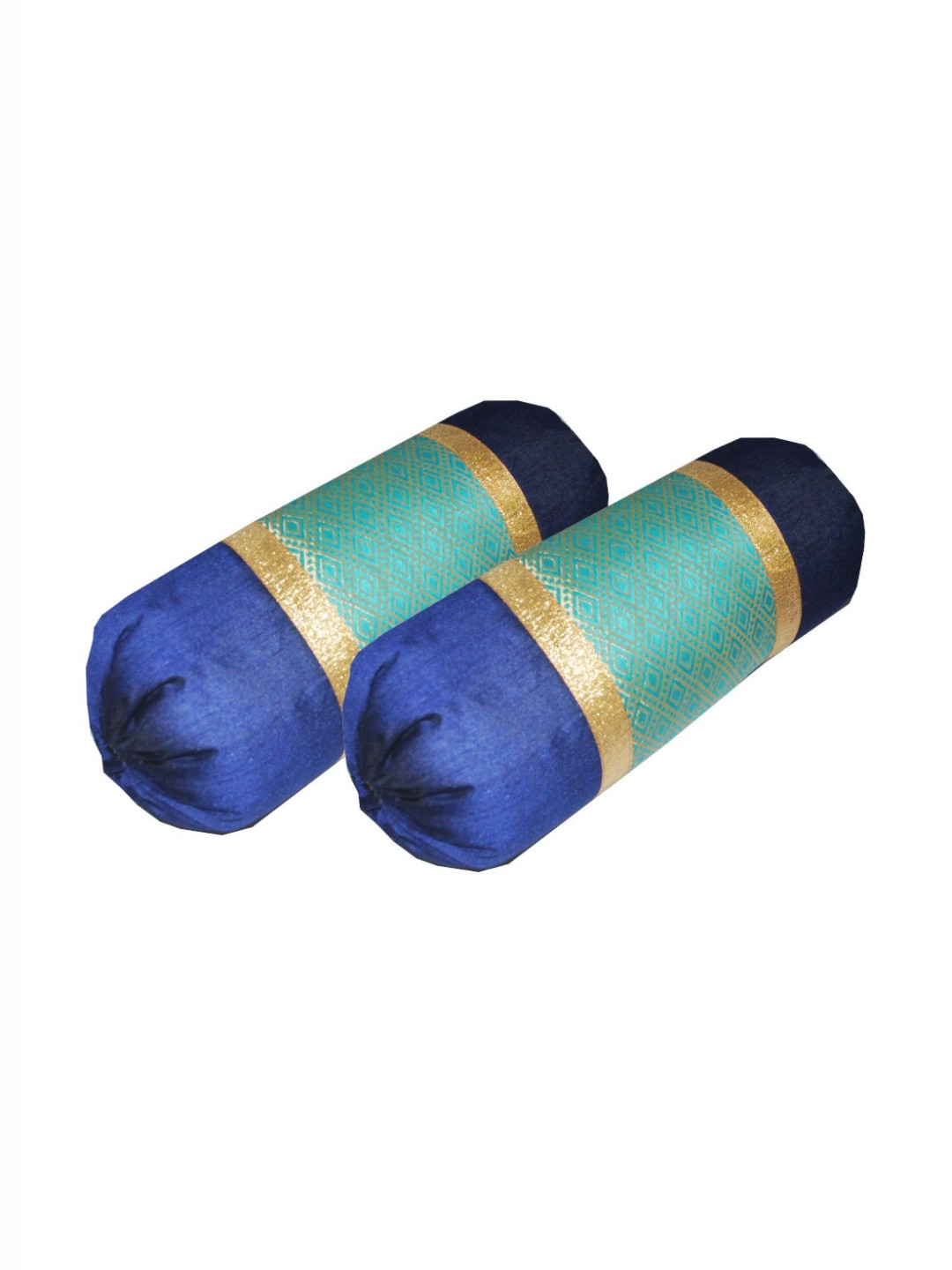 Pink Parrot 2-Pcs Blue & Green Printed Bolster Covers