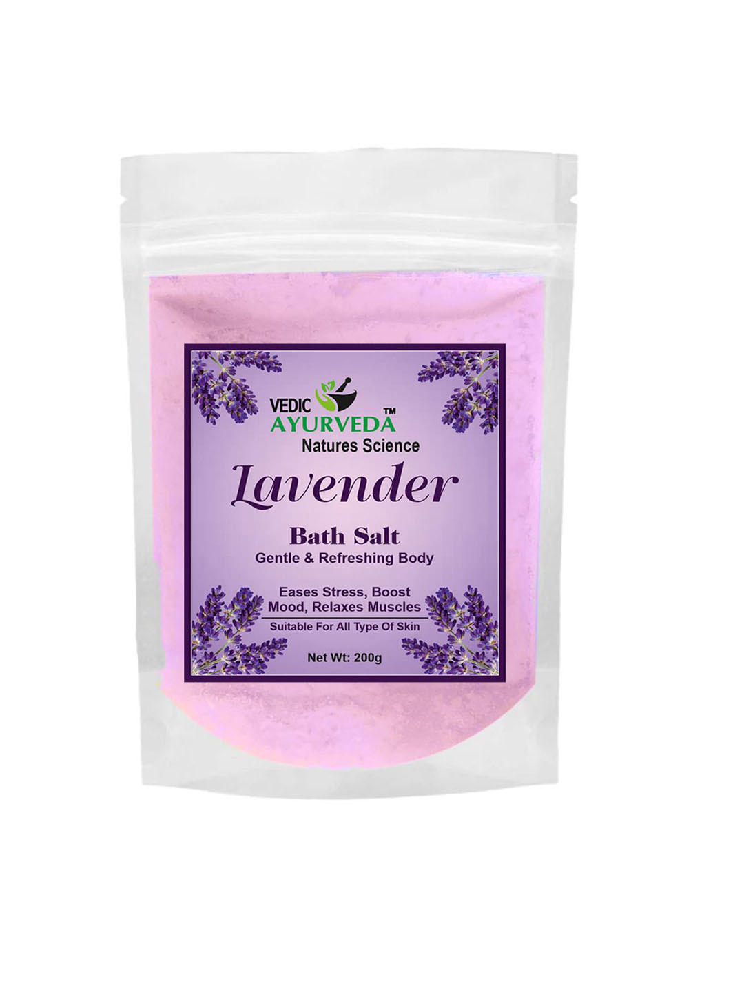 VEDICAYURVEDA Lavender Bath Salt With Vitamin E - 200 g