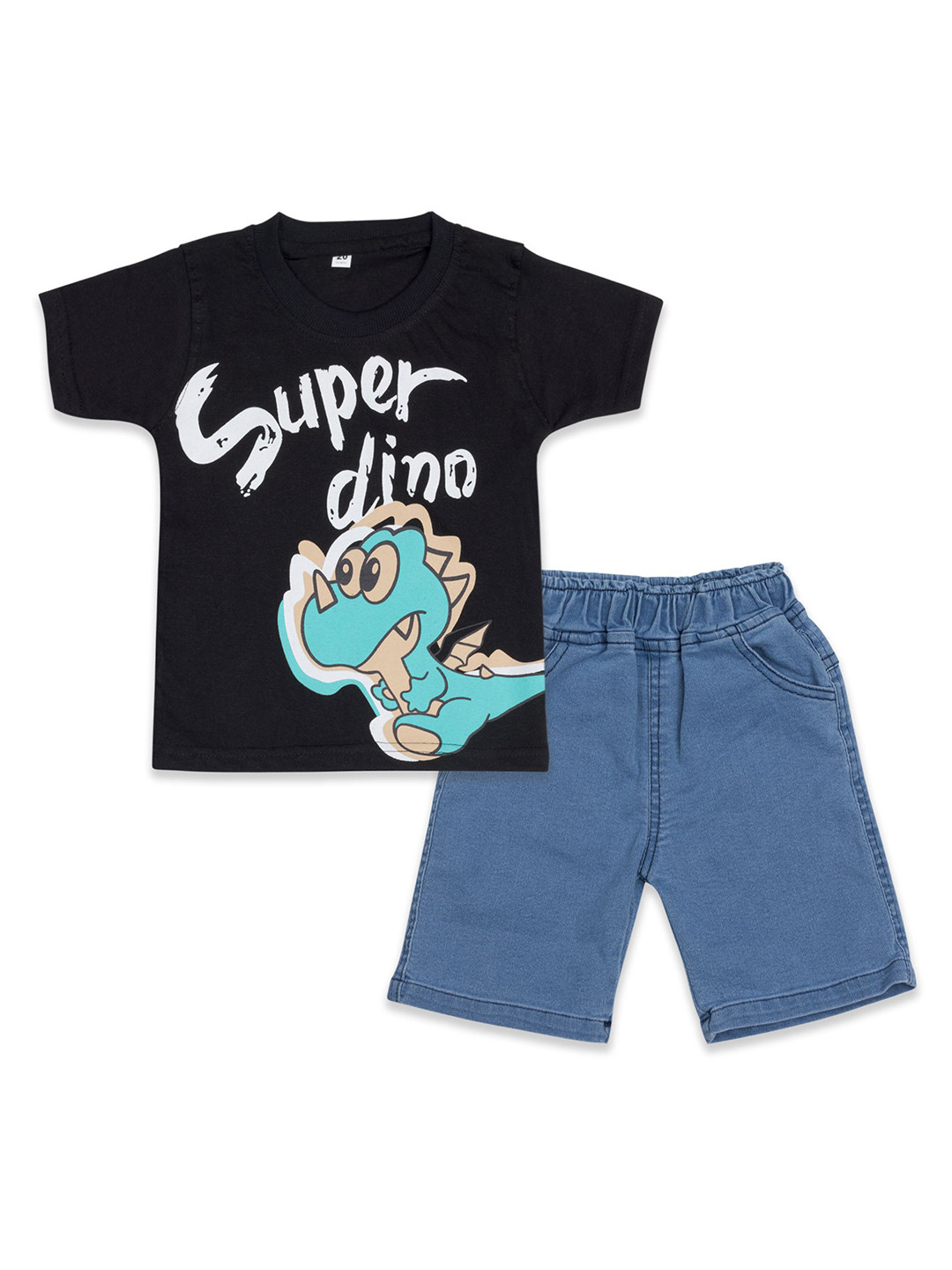 KIDDOLO Boys Printed Round Neck Pure Cotton T-shirt With Shorts
