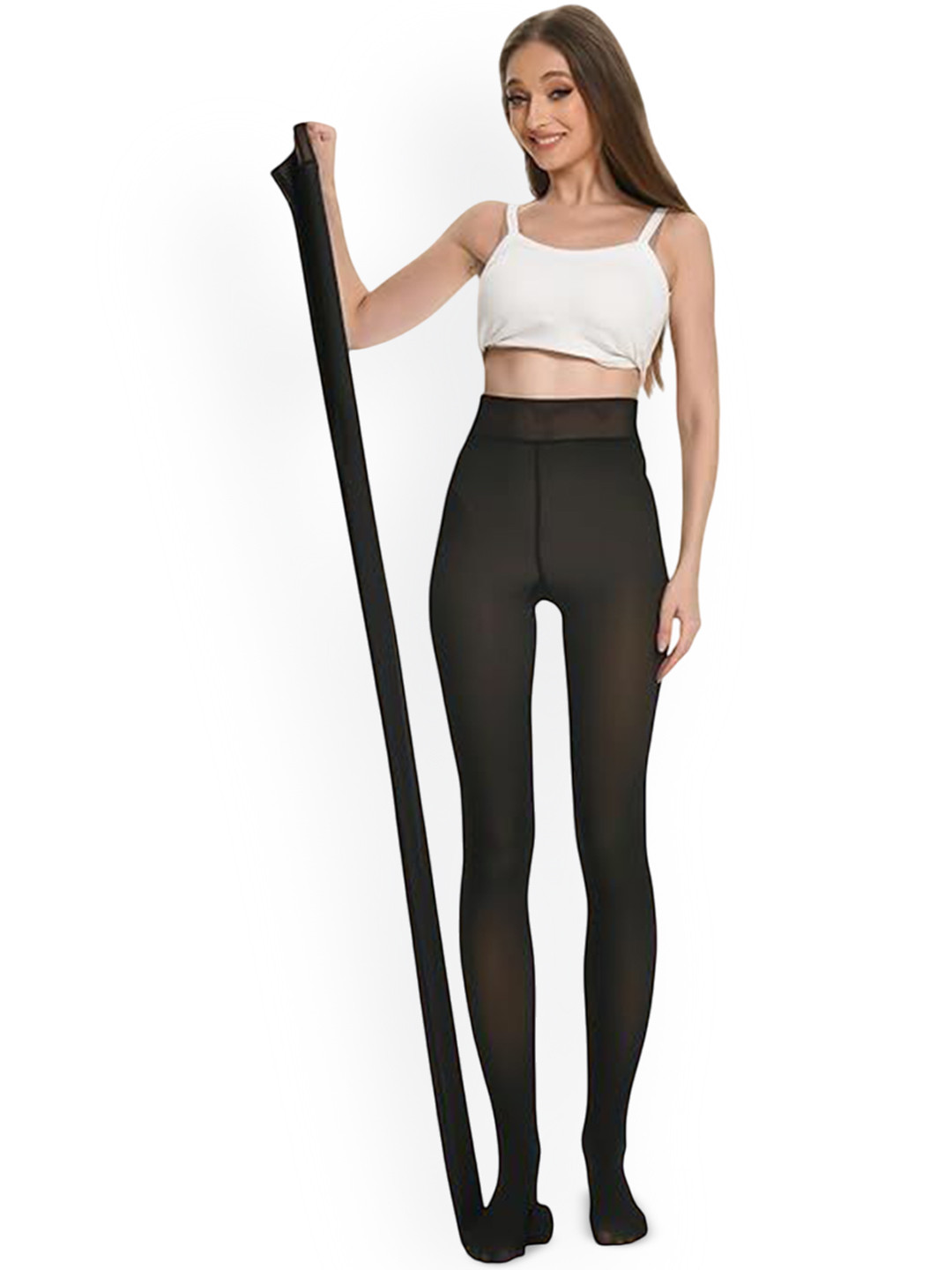 BRACHY High Rise Warm Woolen Skinny Thicken Fake Translucent Thermal Bottom Tights