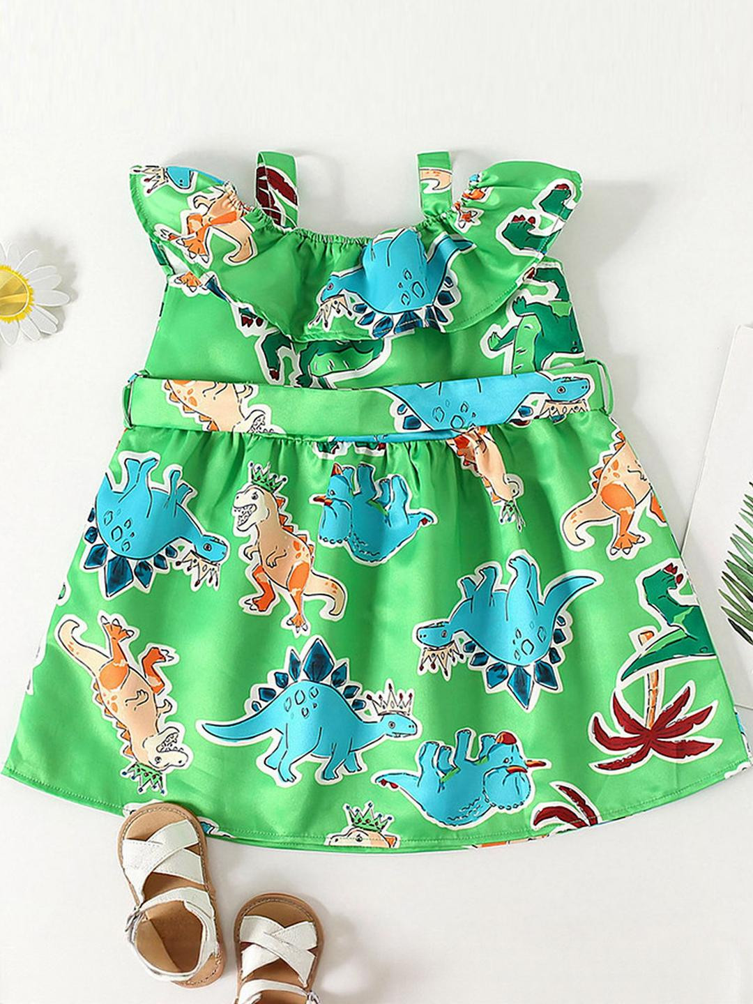 LULU & SKY Girls Novelty Print Ruffles A-Line Dress