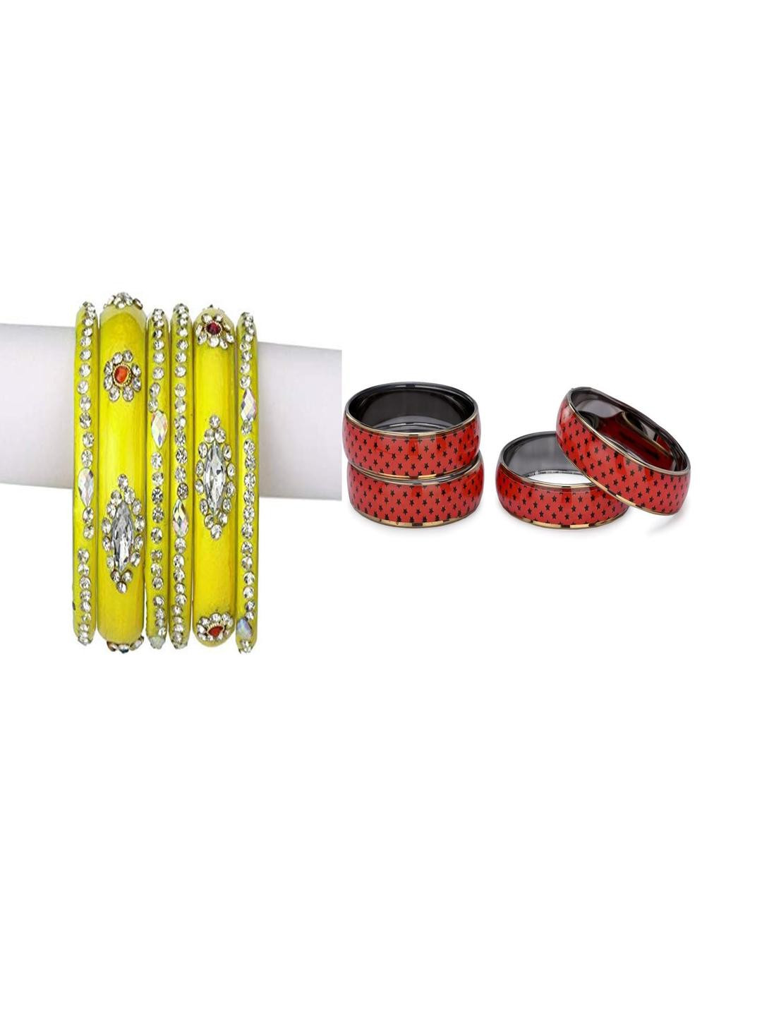 SOMIL Set of 10 Alloy Artificial Stones & Beads Bangles