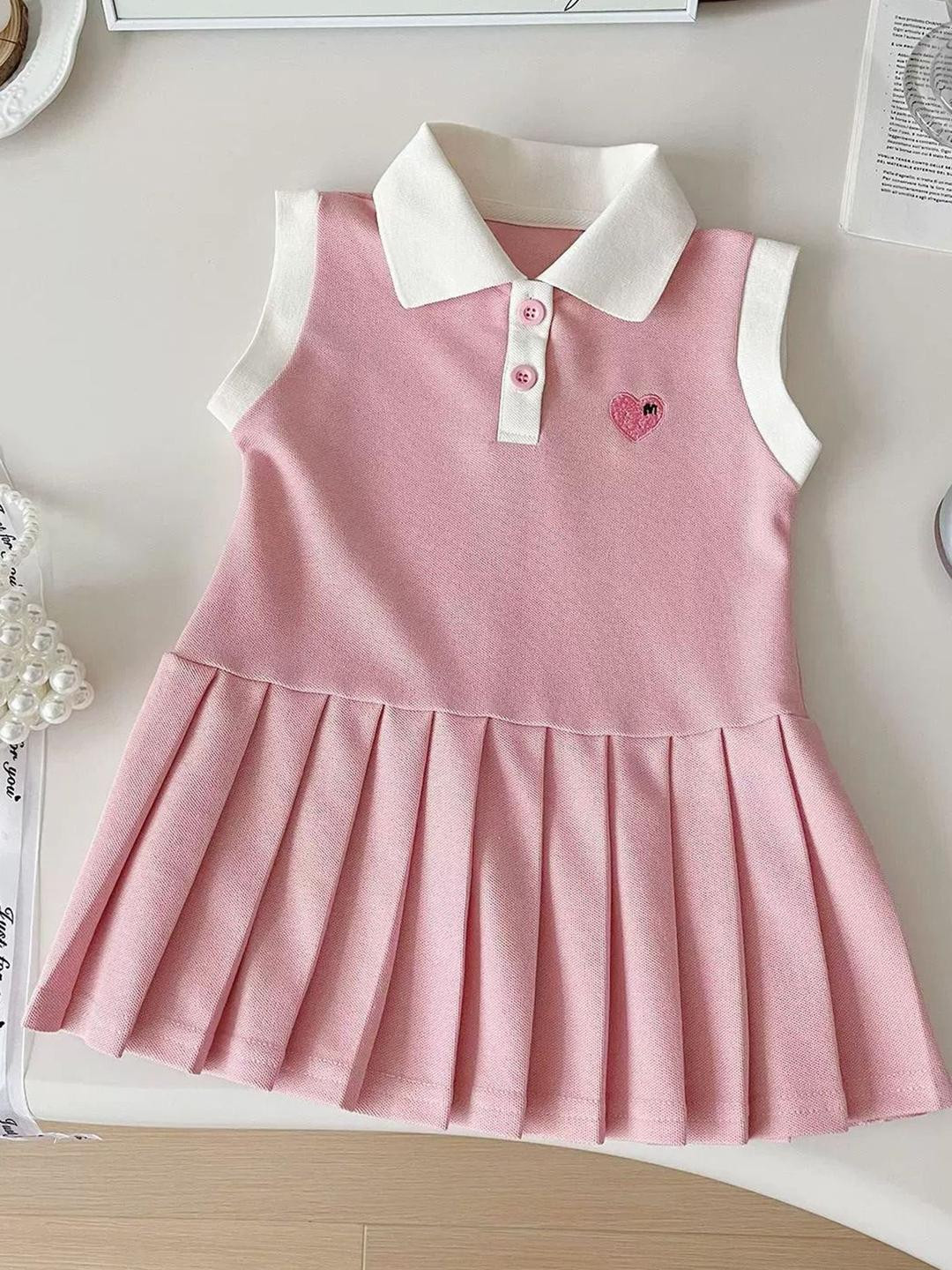 LULU & SKY Girls Colourblocked Shirt Collar Peplum Dress