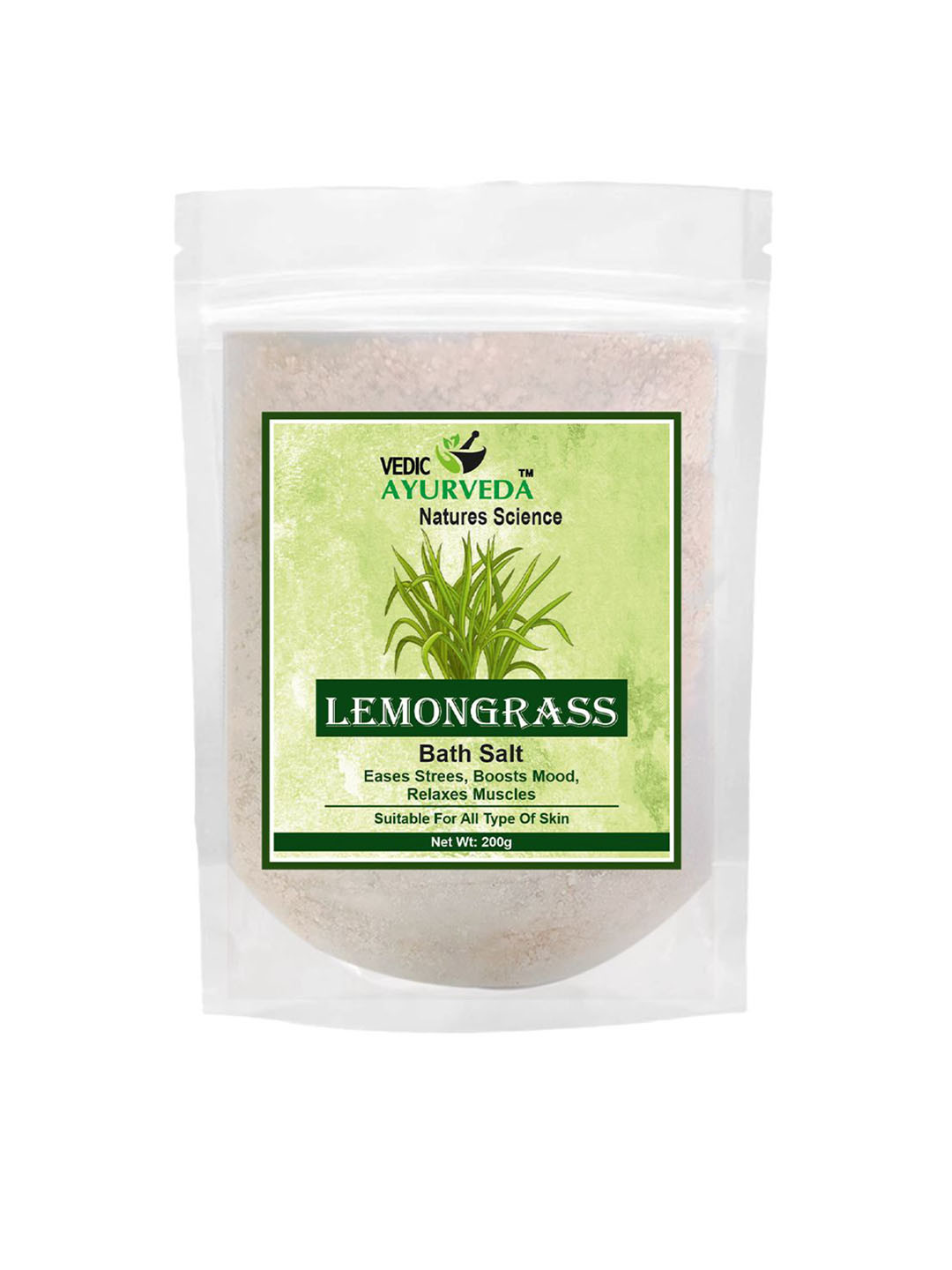 VEDICAYURVEDA Lemongrass Bath Salt With Vitamin E - 200 g