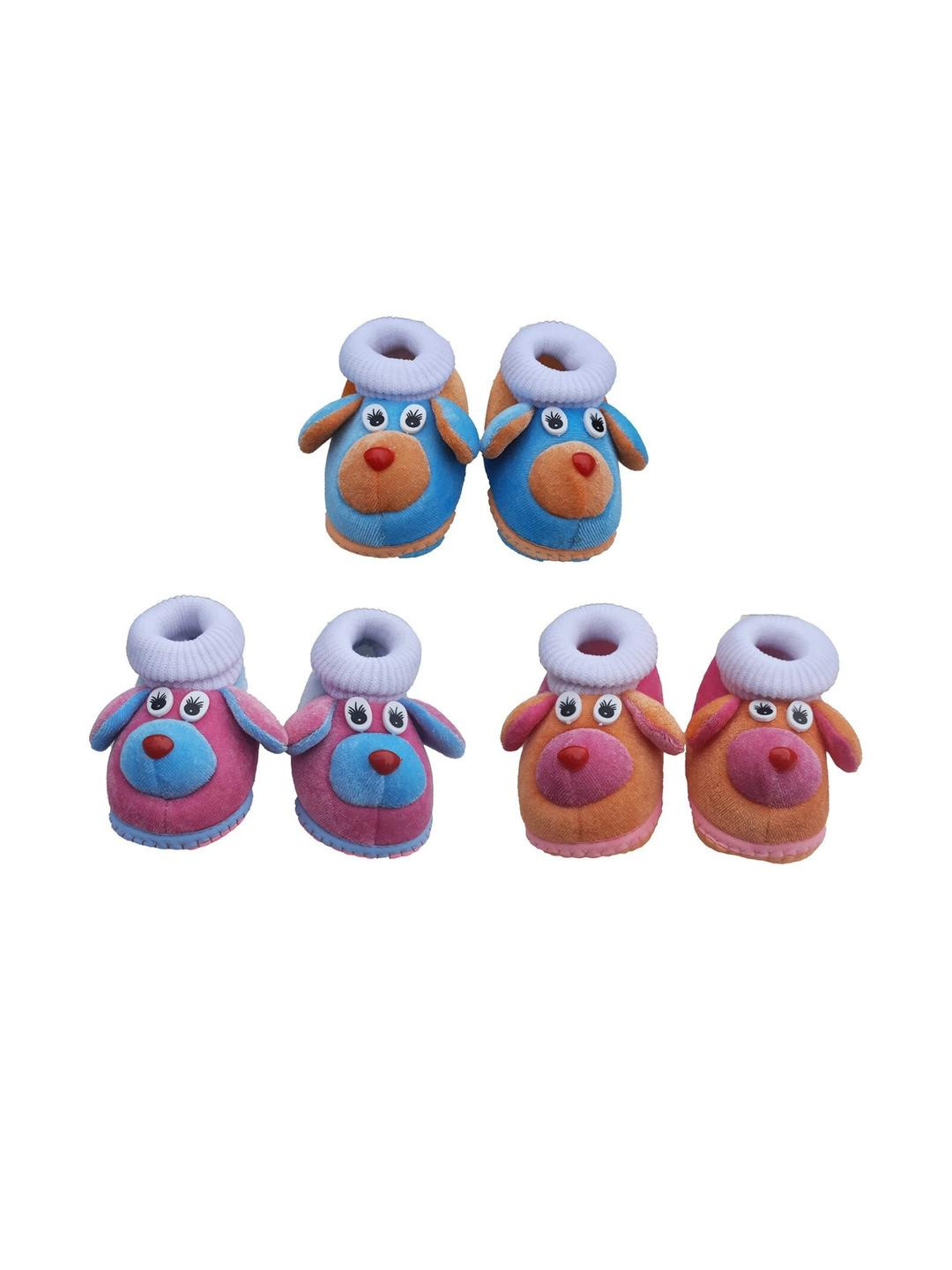 LMN CHILD CARE 3 Pair Kids Cotton Booties
