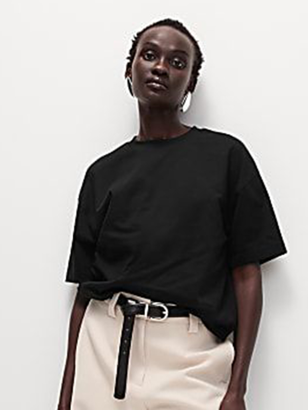 Marks & Spencer Drop-Shoulder Sleeves Pure Cotton Boxy Fit T-shirt