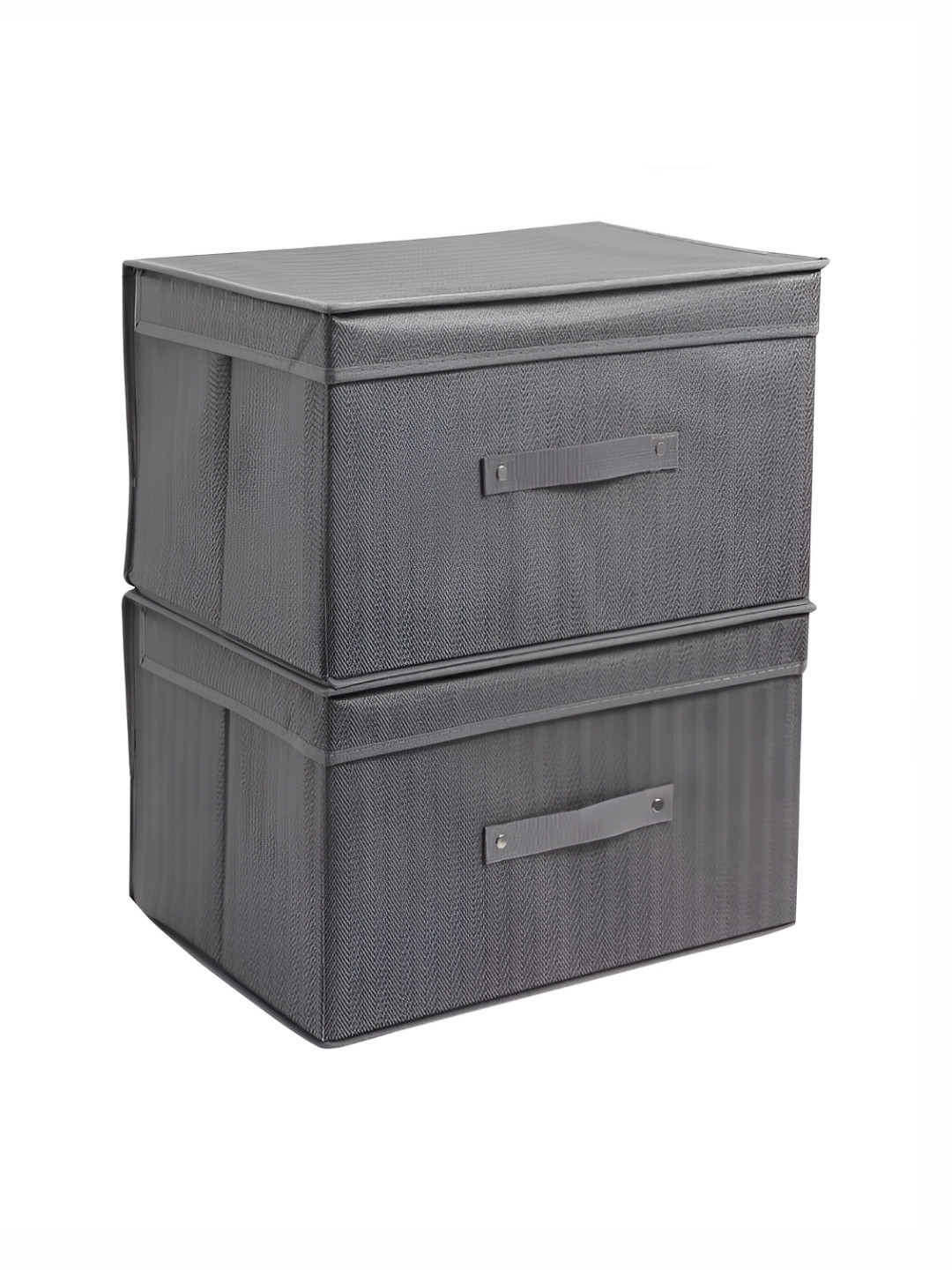 HomeStorie Grey 2 Pieces Cloth Storage Box Organisers for Wardrobe - Medium