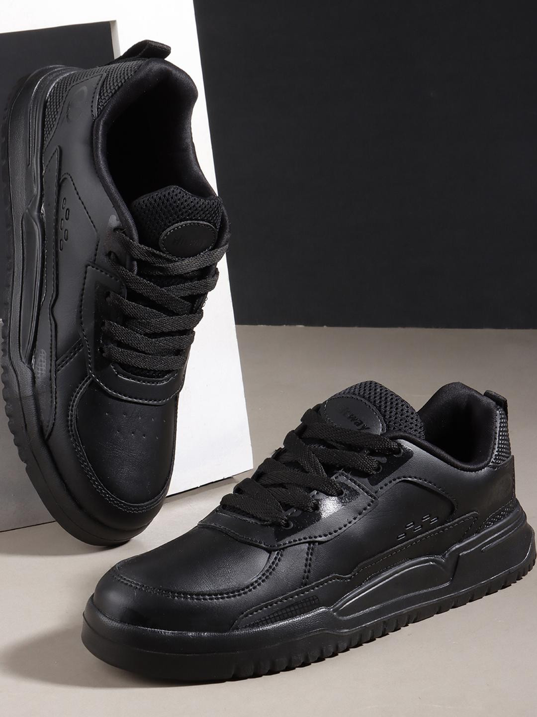 HITWAY Black Non-Marking Mesh Walking Sports Shoes