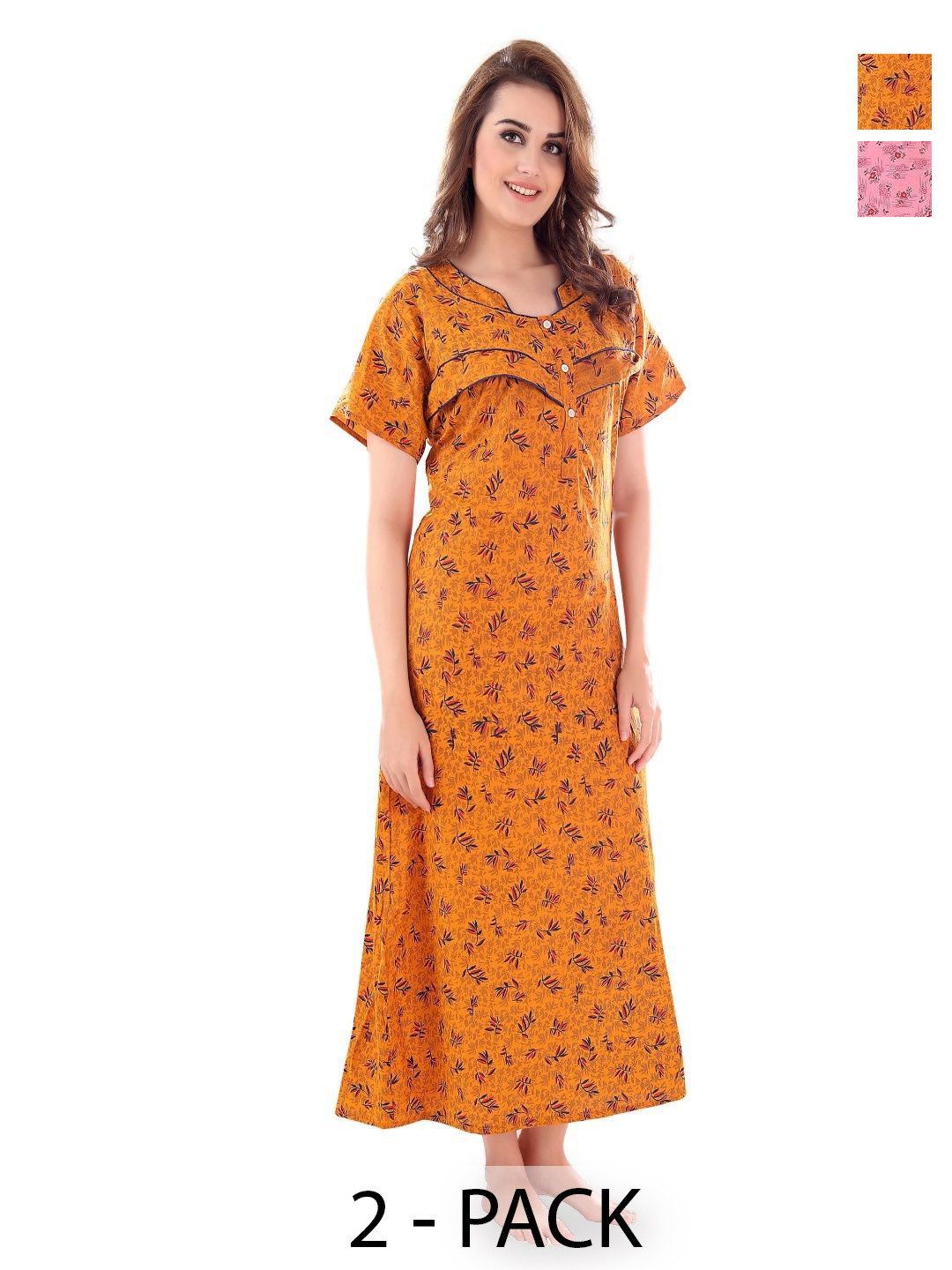 ANKONA Pack Of 2 Printed Maternity Maxi Nightdresses