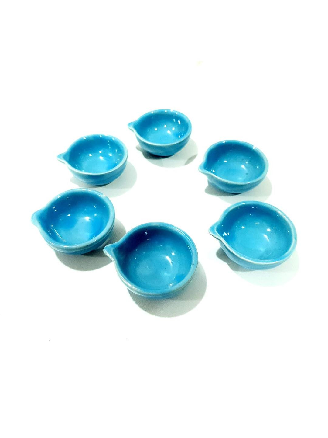 Altaica Set Of 12 Orange Ceramic Oil Lamp