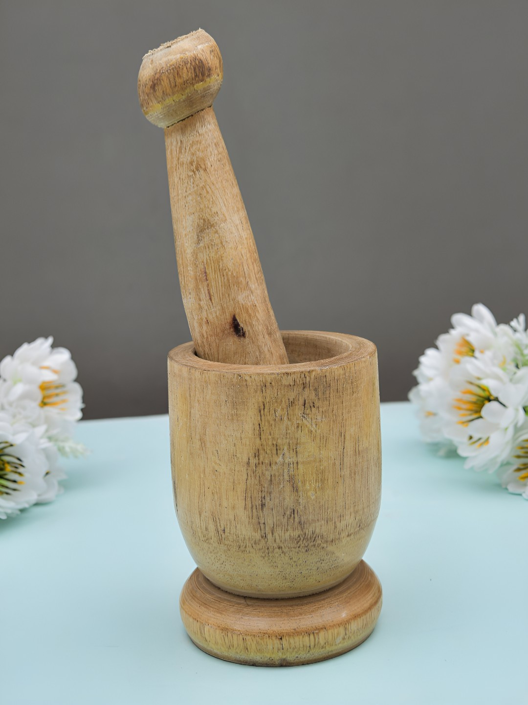 Myntra Elegant Homes Brown Wooden Mortar and Pestle