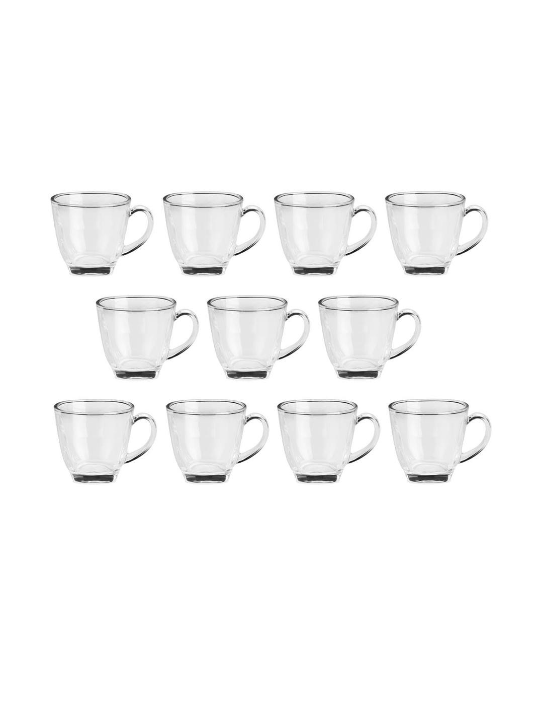 Somil Clear Glass Coffee & Tea Cup / Mug (100 Ml), Enjoy Your Drink in Style, 16.7 X 9 X 6.5 Cm, Pack of 11