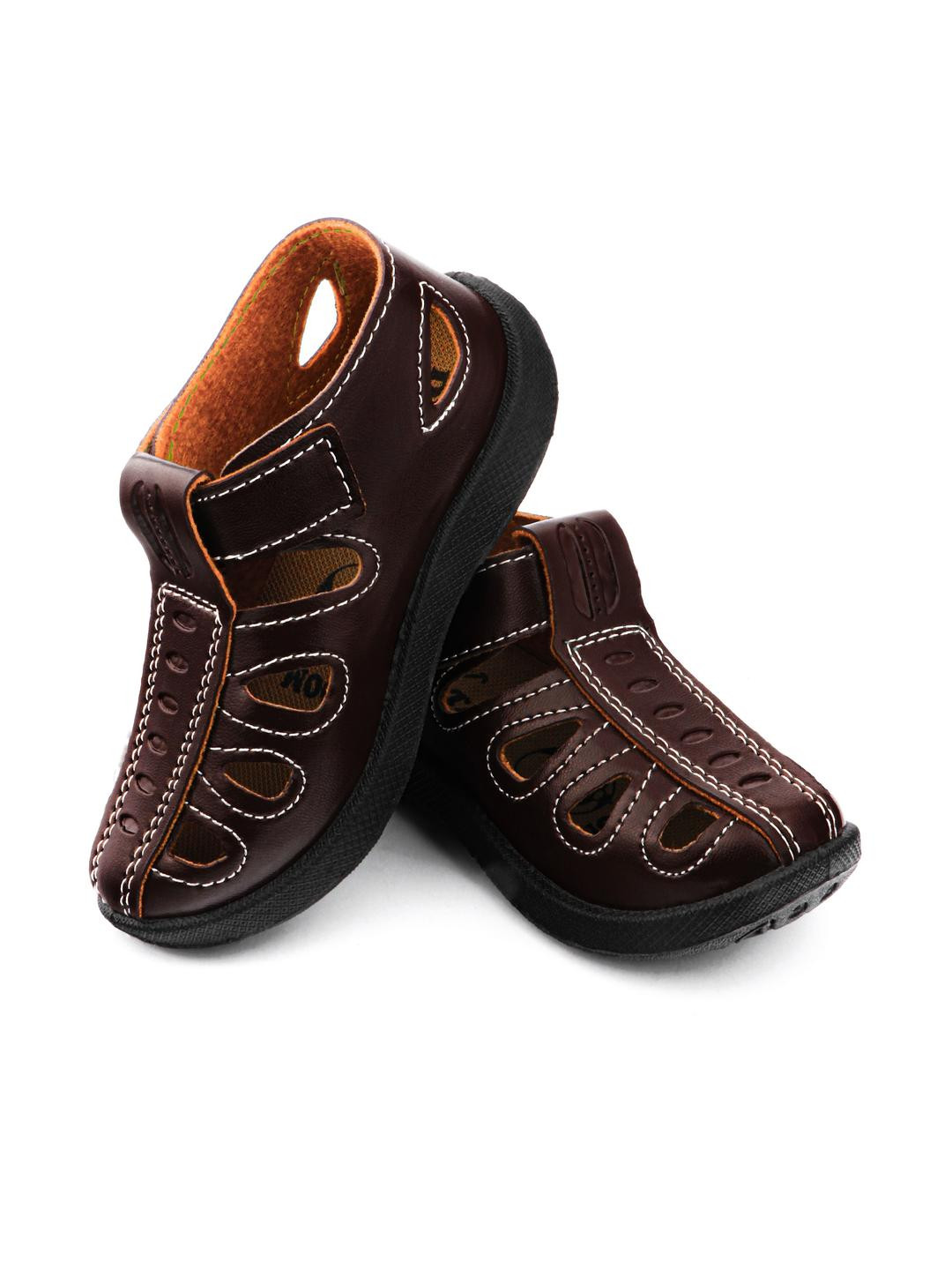 ROTATION Kids Boys Brown Velcro Shoe-Style Sandals