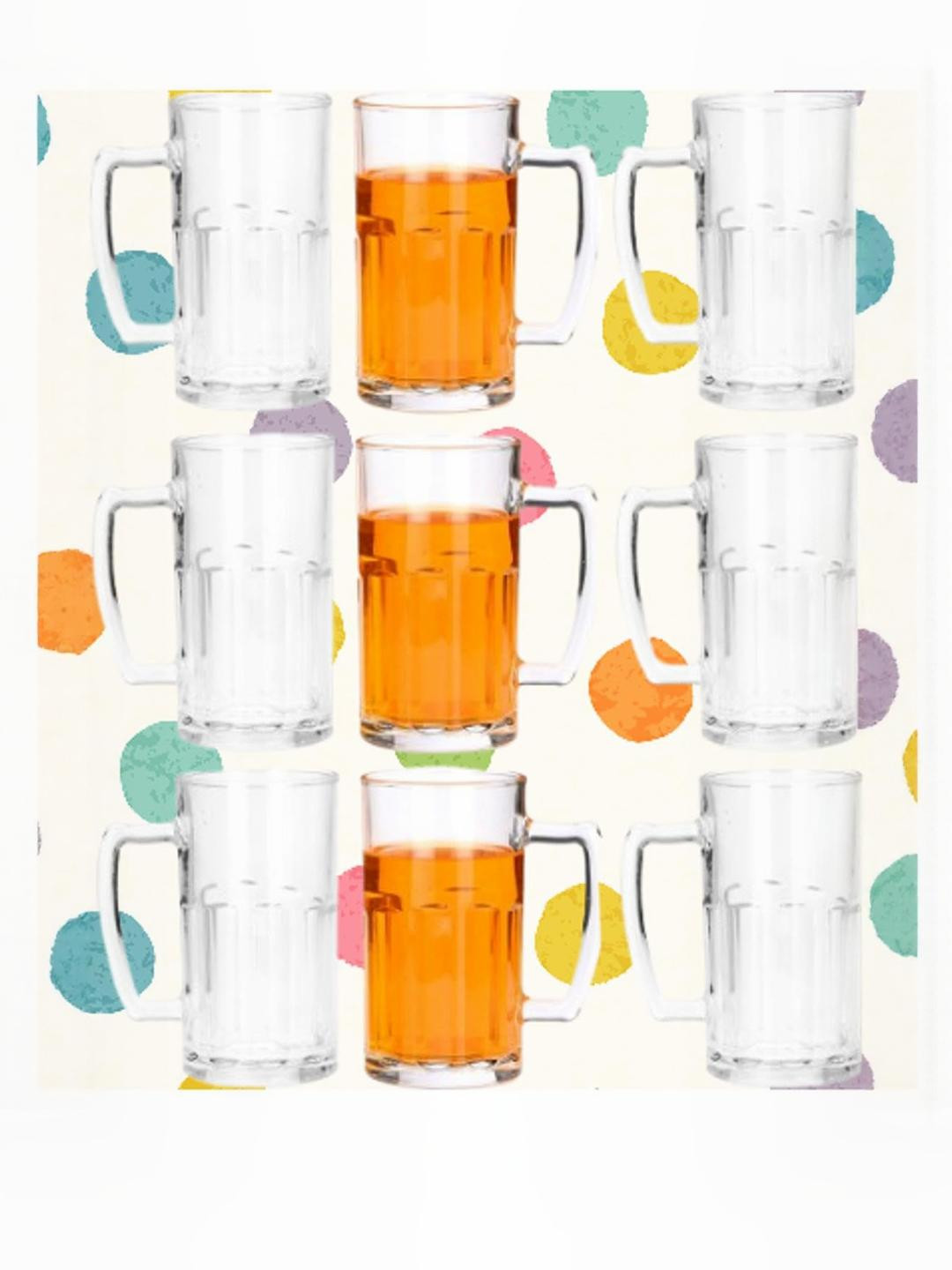 SOMIL Set of 9 Transparent Glass Mugs