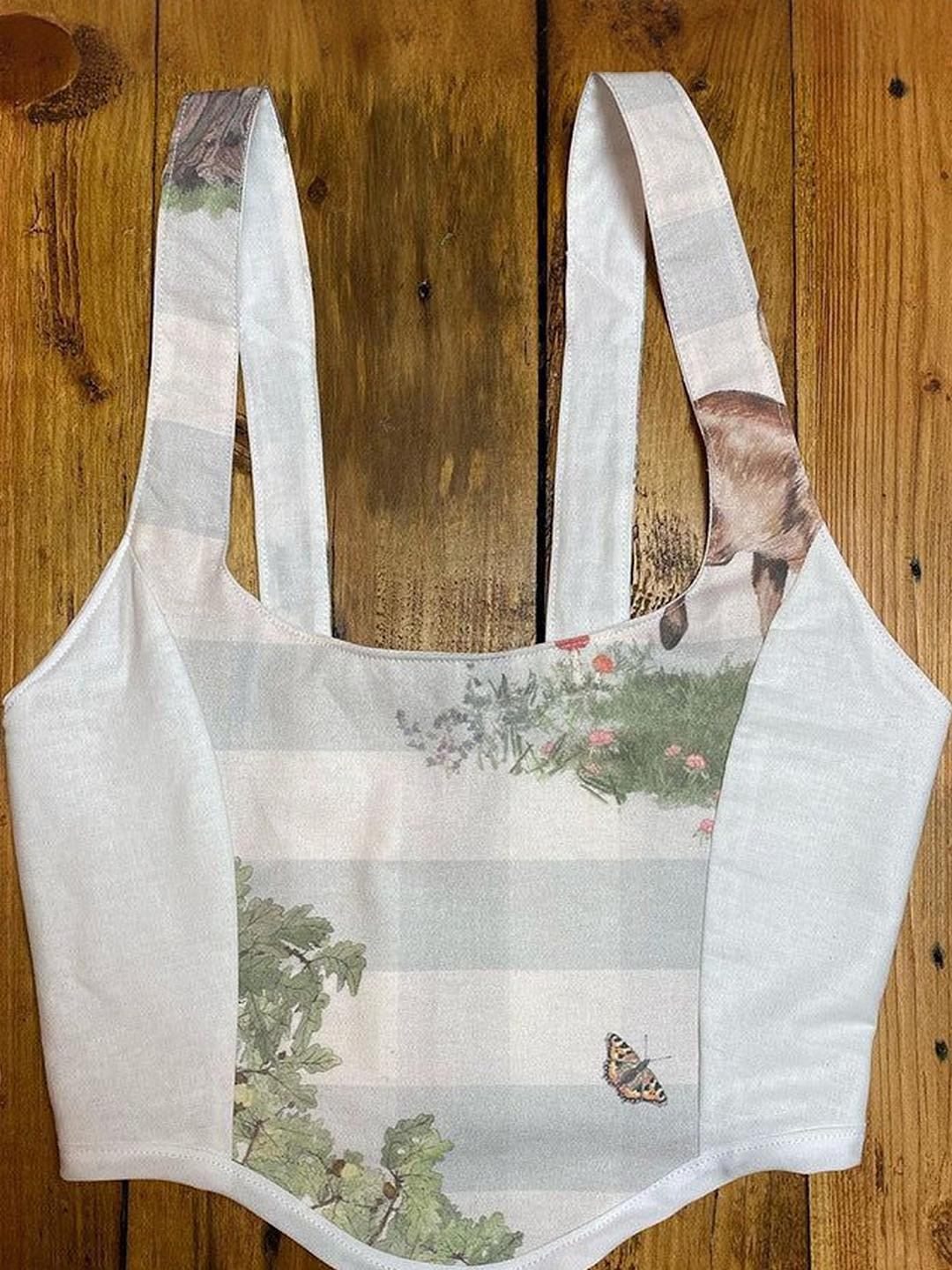 Outzidr Floral Printed Corset Crop Top