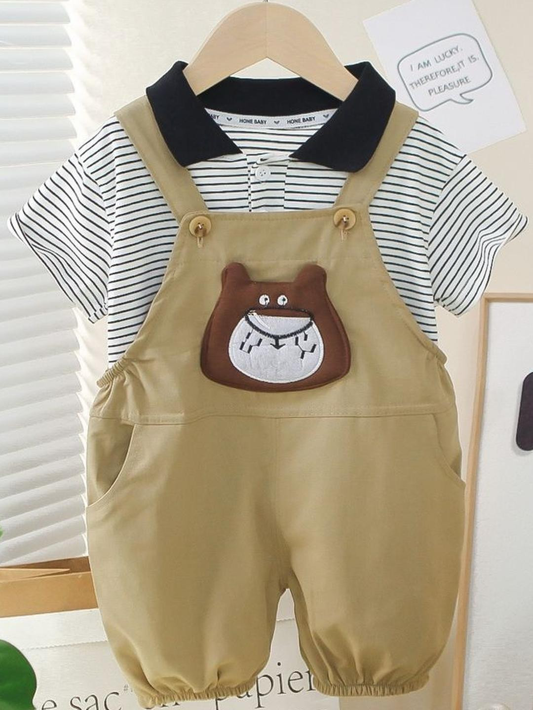 LULU & SKY Boys Dungarees With Striped T-Shirt