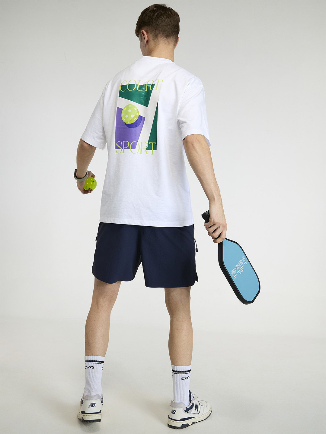 CAVA Men White Pickleball Oversized Printed Cotton Tee