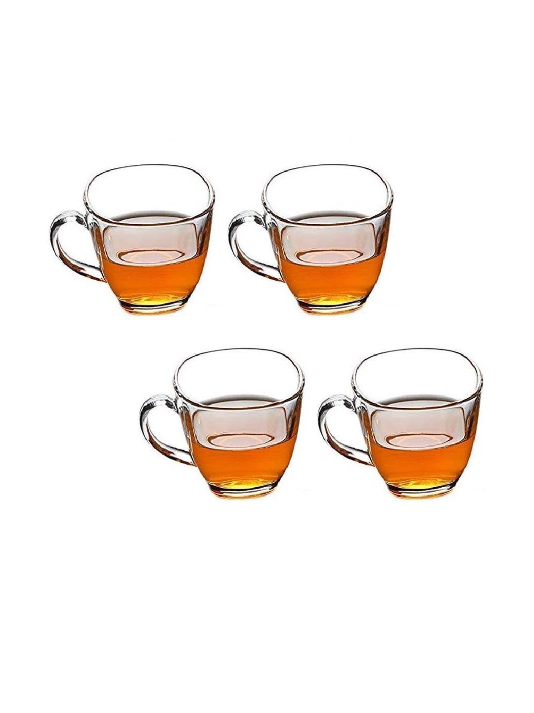 Somil Clear Glass Coffee & Tea Cup / Mug (100 Ml), Enjoy Your Drink in Style, 6.7 X 9 X 6.5 Cm, Pack of 4