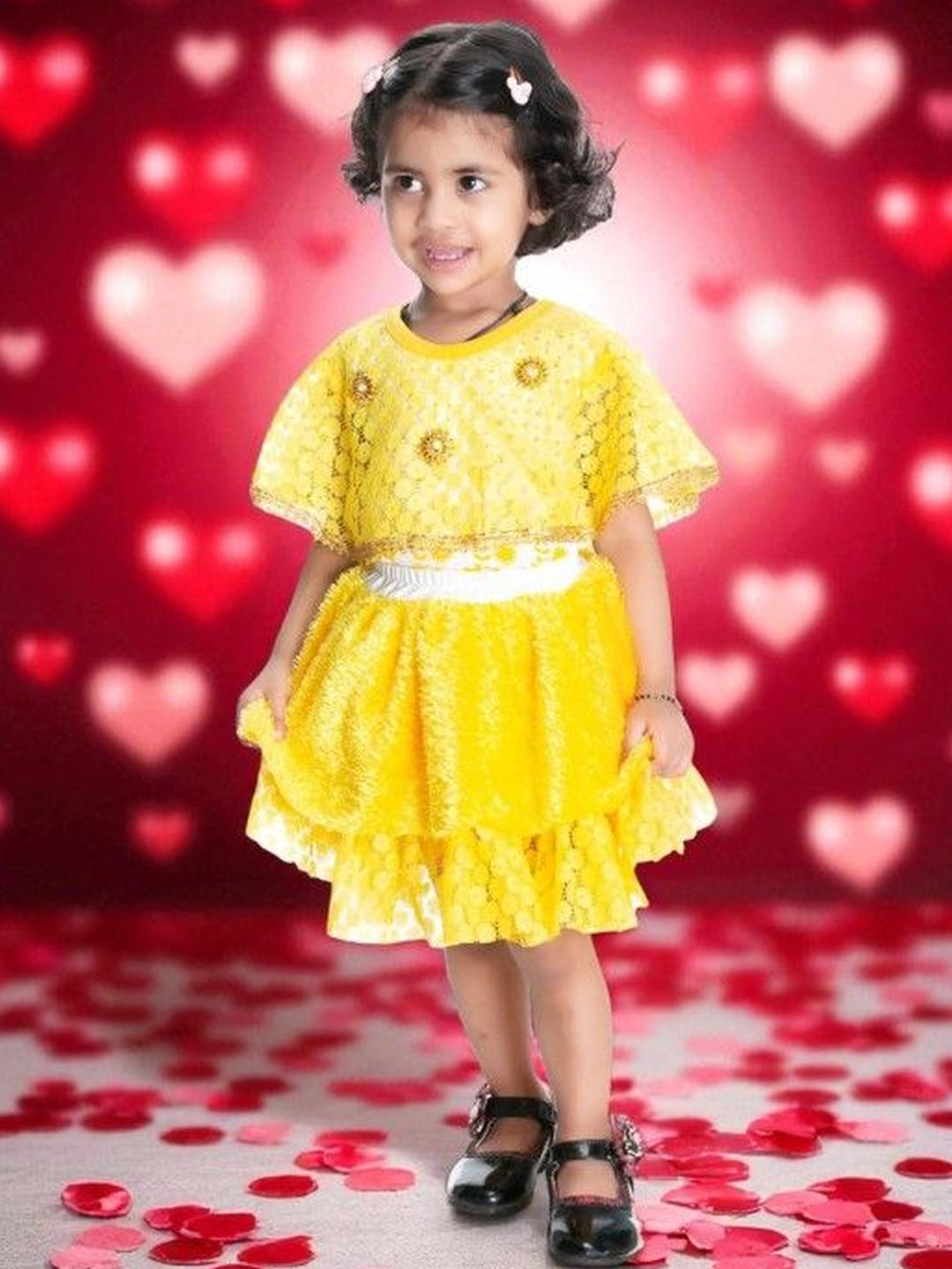 NEW GEN Girls Self Design Top With Skirt