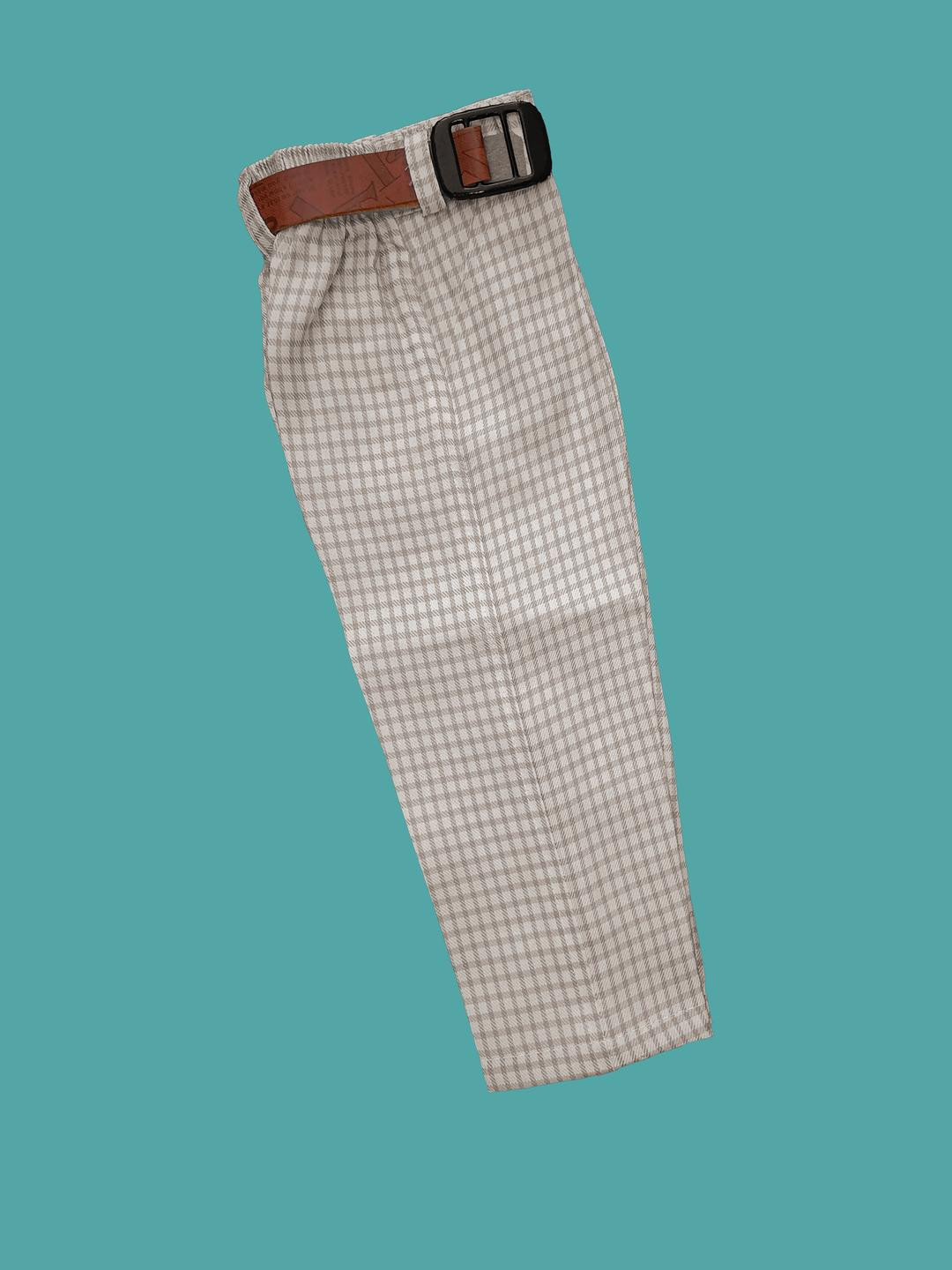 Qutie Ninja Boys 3 piece Brown Checked Cotton Blend Long Sleeves Party Suits