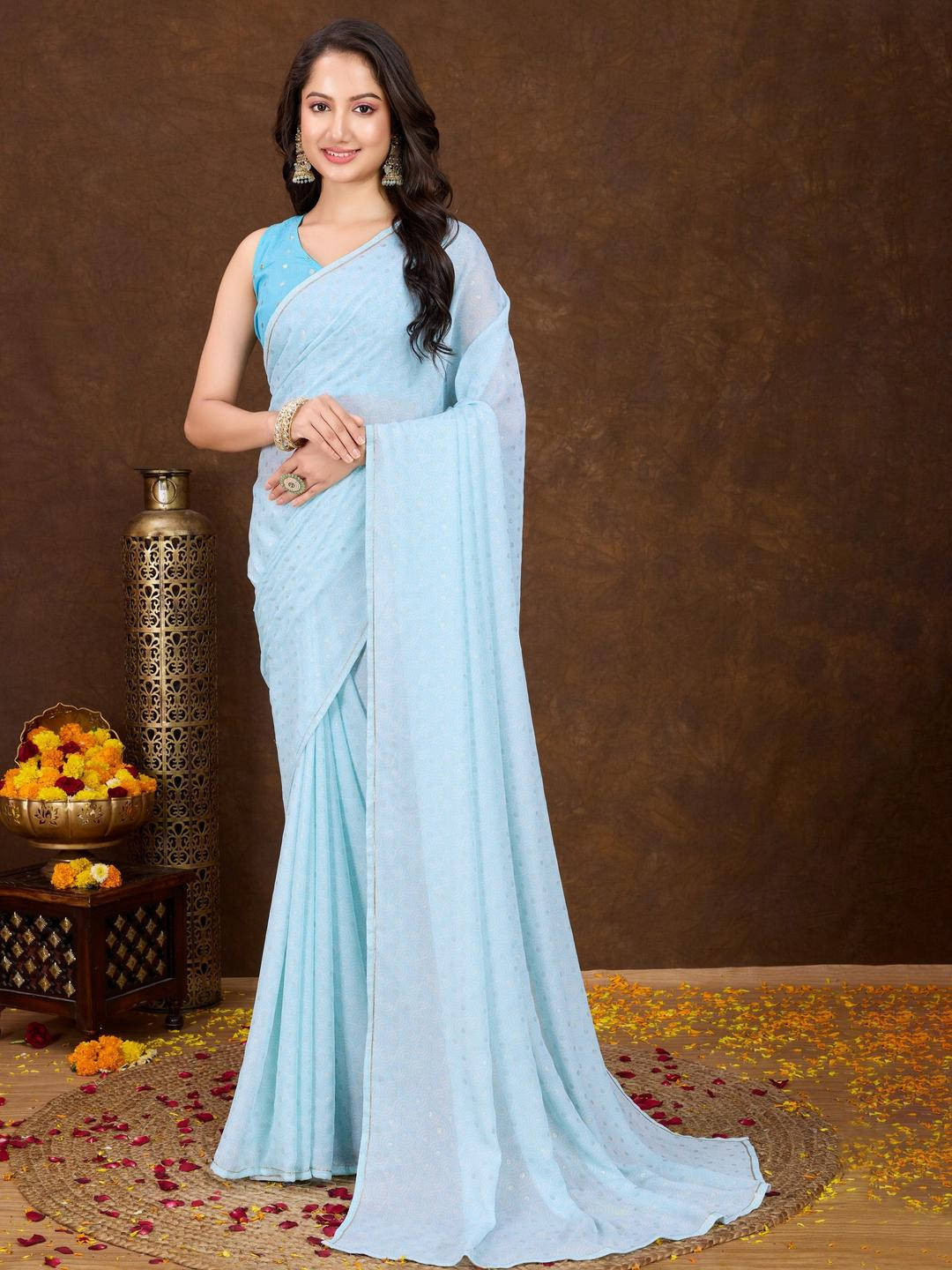 KALINI Zari Poly Chiffon Patola Saree