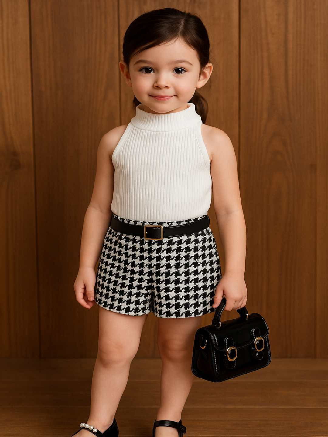 Ninas Girls Textured Sleeveless Top with Shorts