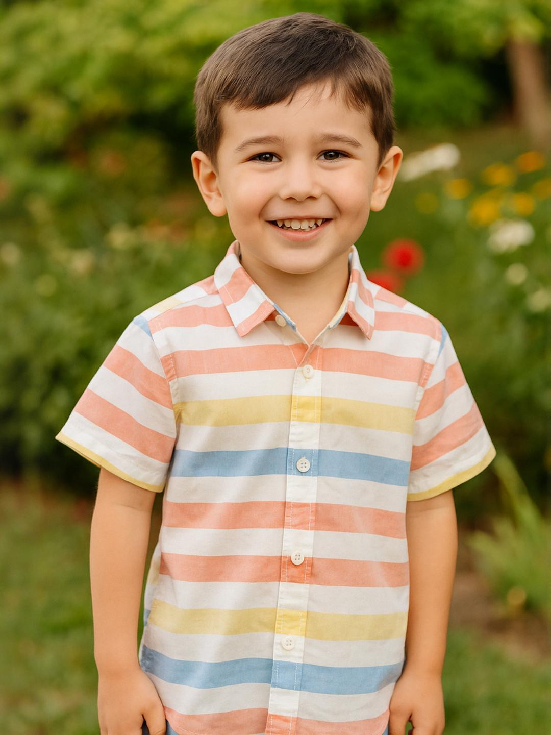 AMBARDI FASHION Boys Classic Striped Cotton Casual Shirt