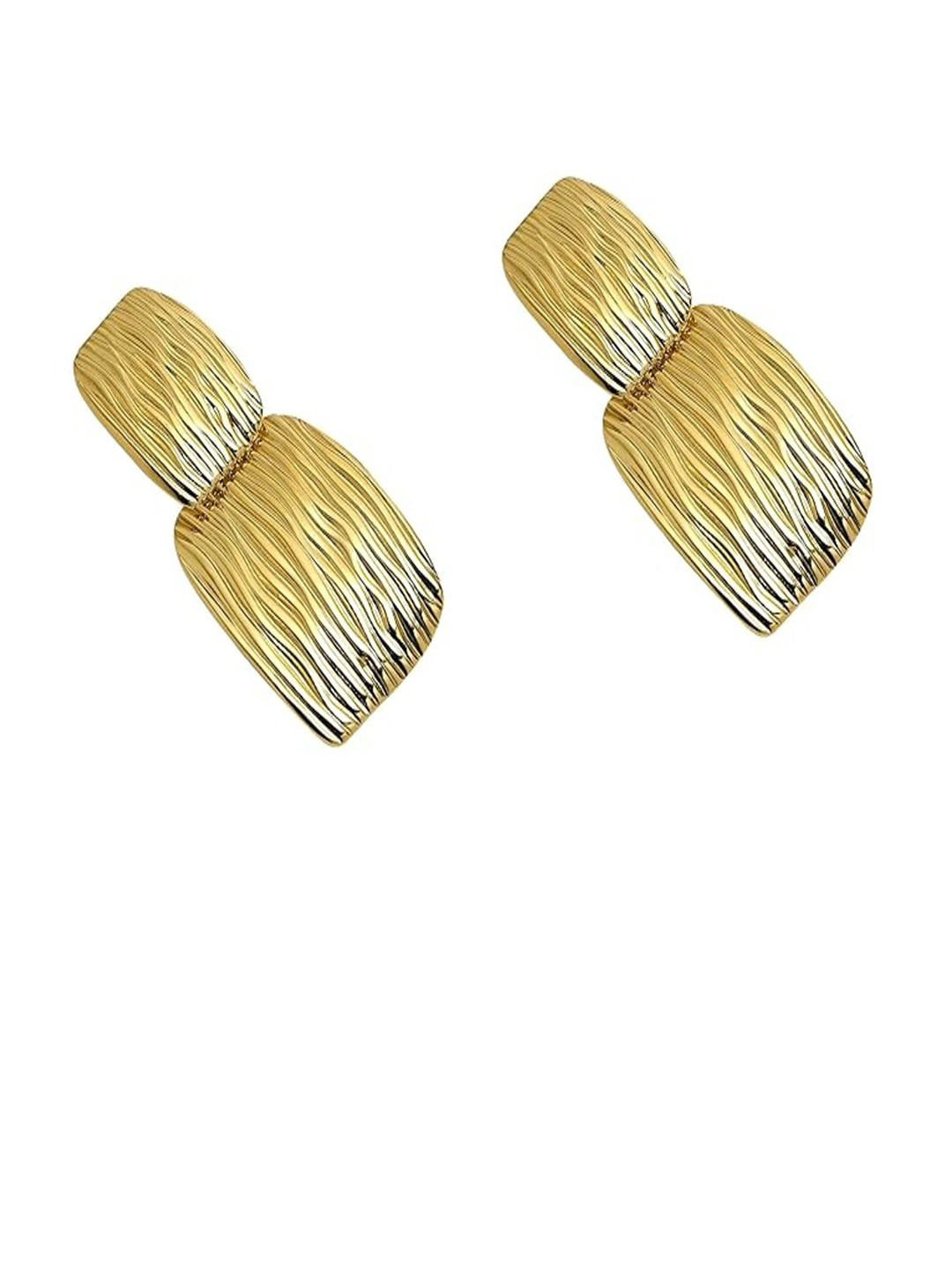 Beauty Flow Stainless Steel Gold-Plated Contemporary Drop Earrings