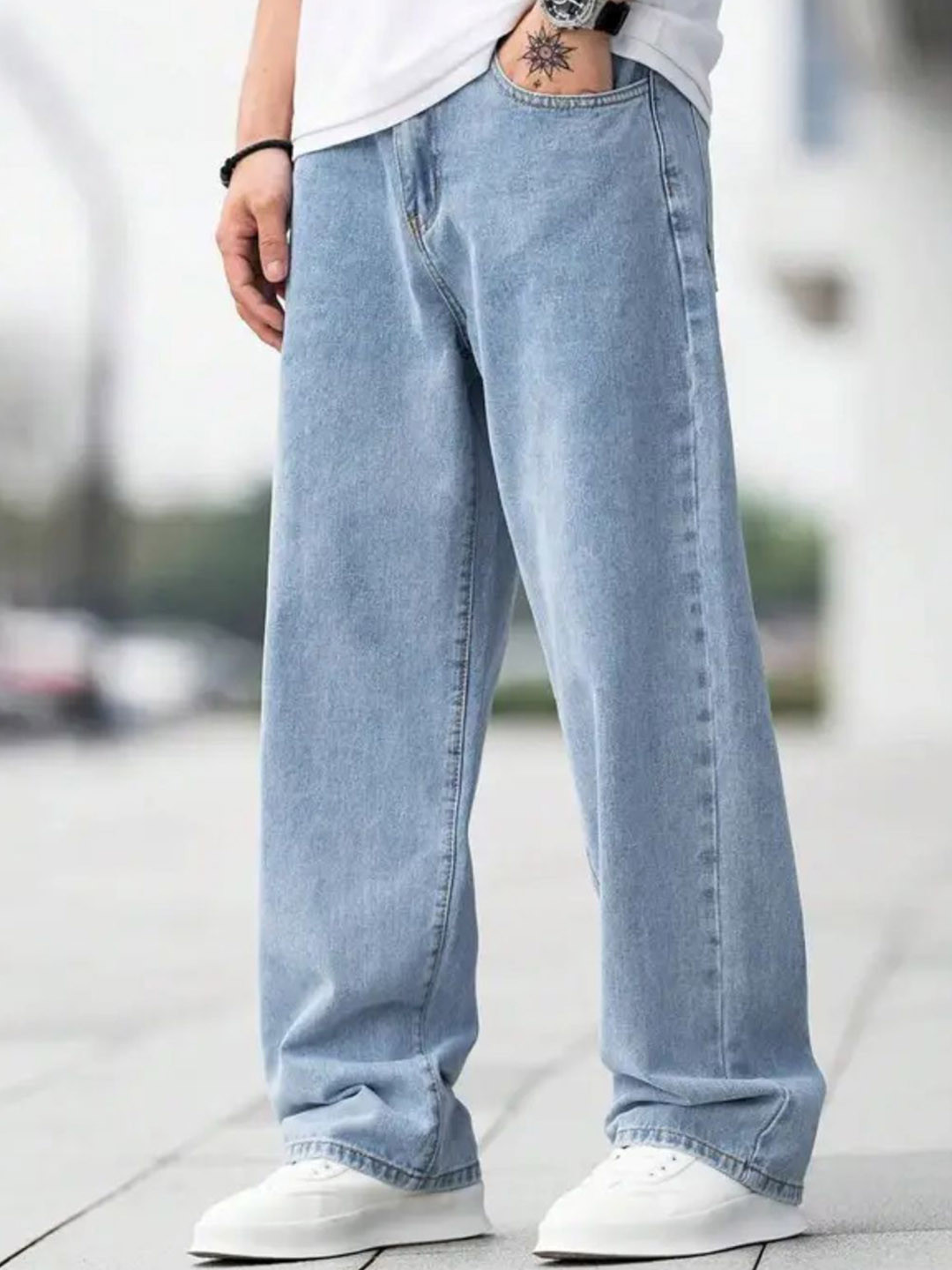 COMFITS Men Baggy Fit Classic Mid-Rise Stretchable Jeans