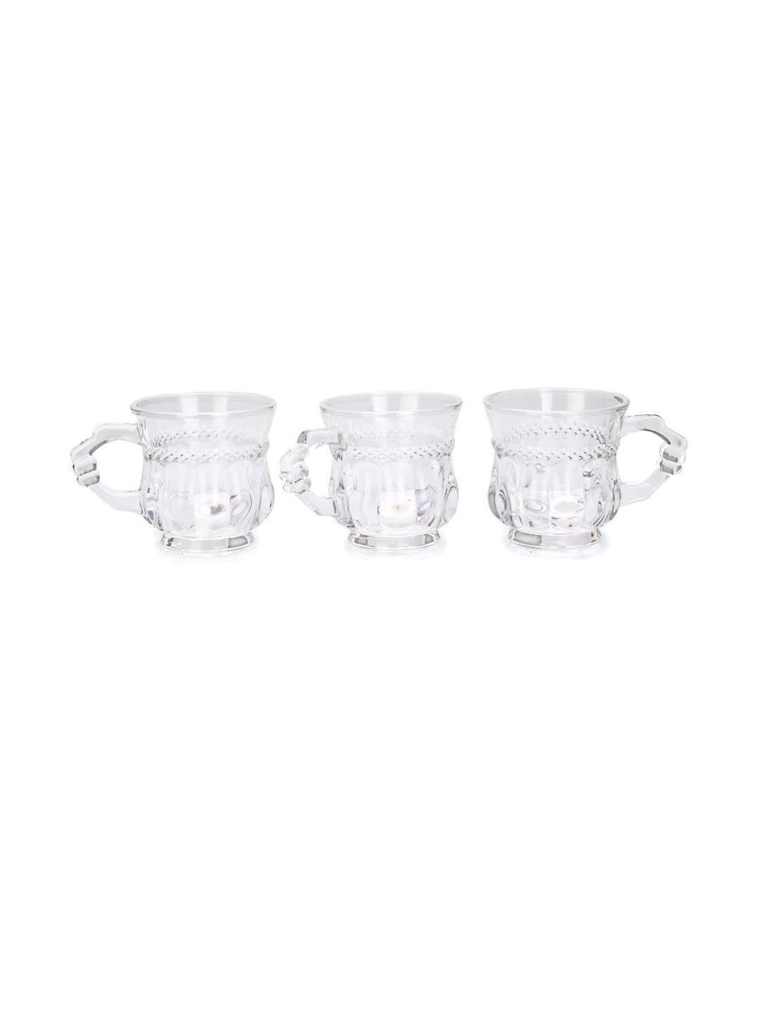 Somil Clear Glass Coffee & Tea Cup / Mug, Enjoy Your Drink in Style, Pack of 3, 100 Ml, 7 X 10 X 7.3 CM
