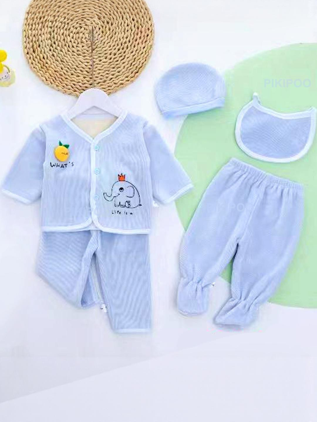 BABY LOOKS Kids-Unisex Blue Wool Blend Clothing Set