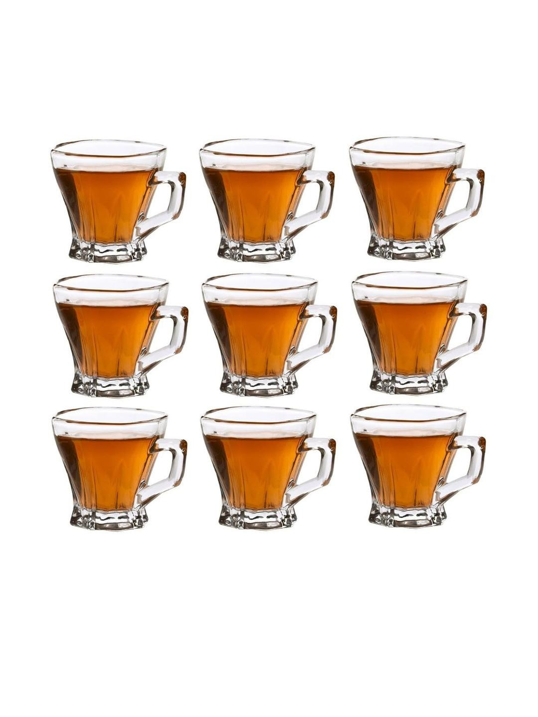 Somil Clear Glass Coffee & Tea Cup / Mug (120 Ml), Enjoy Your Drink in Style, 7.8 X 9.7 X 8 Cm, Pack of 9
