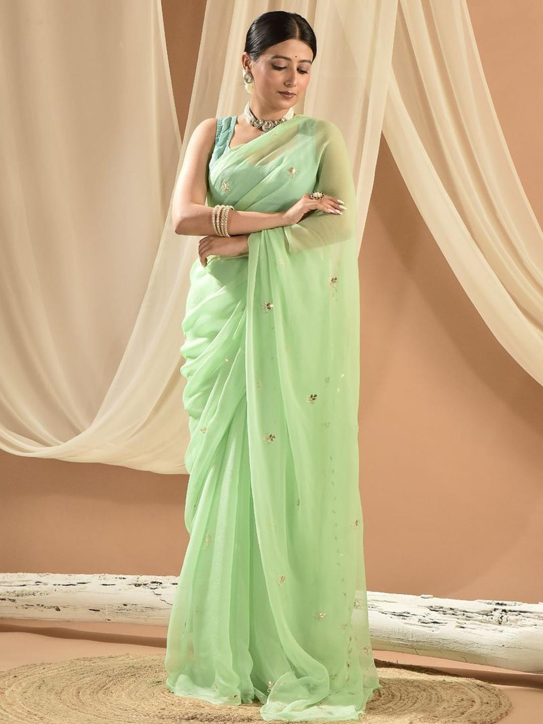 sutra attire Gotta Patti Pure Chiffon Designer Saree