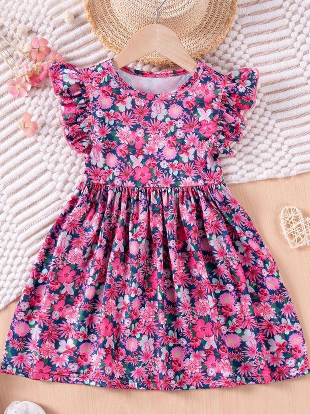 LULU & SKY Girls Floral Pattern Fit and Flare Dress