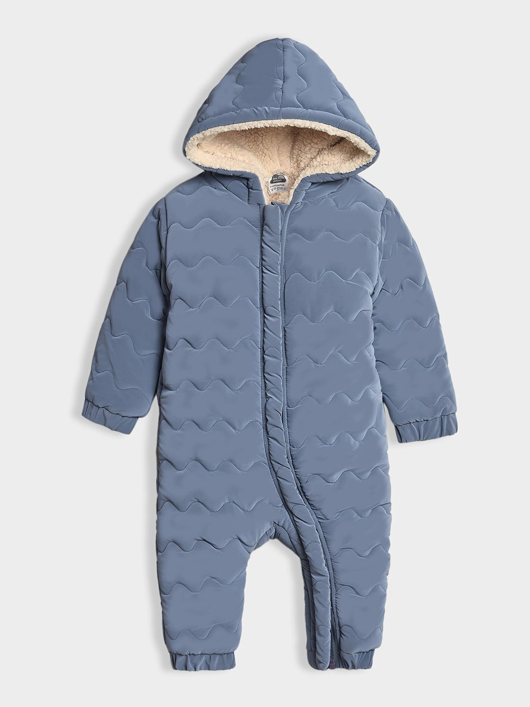 MiArcus Blue Long Sleeves Solid Fluffy Jumpsuit