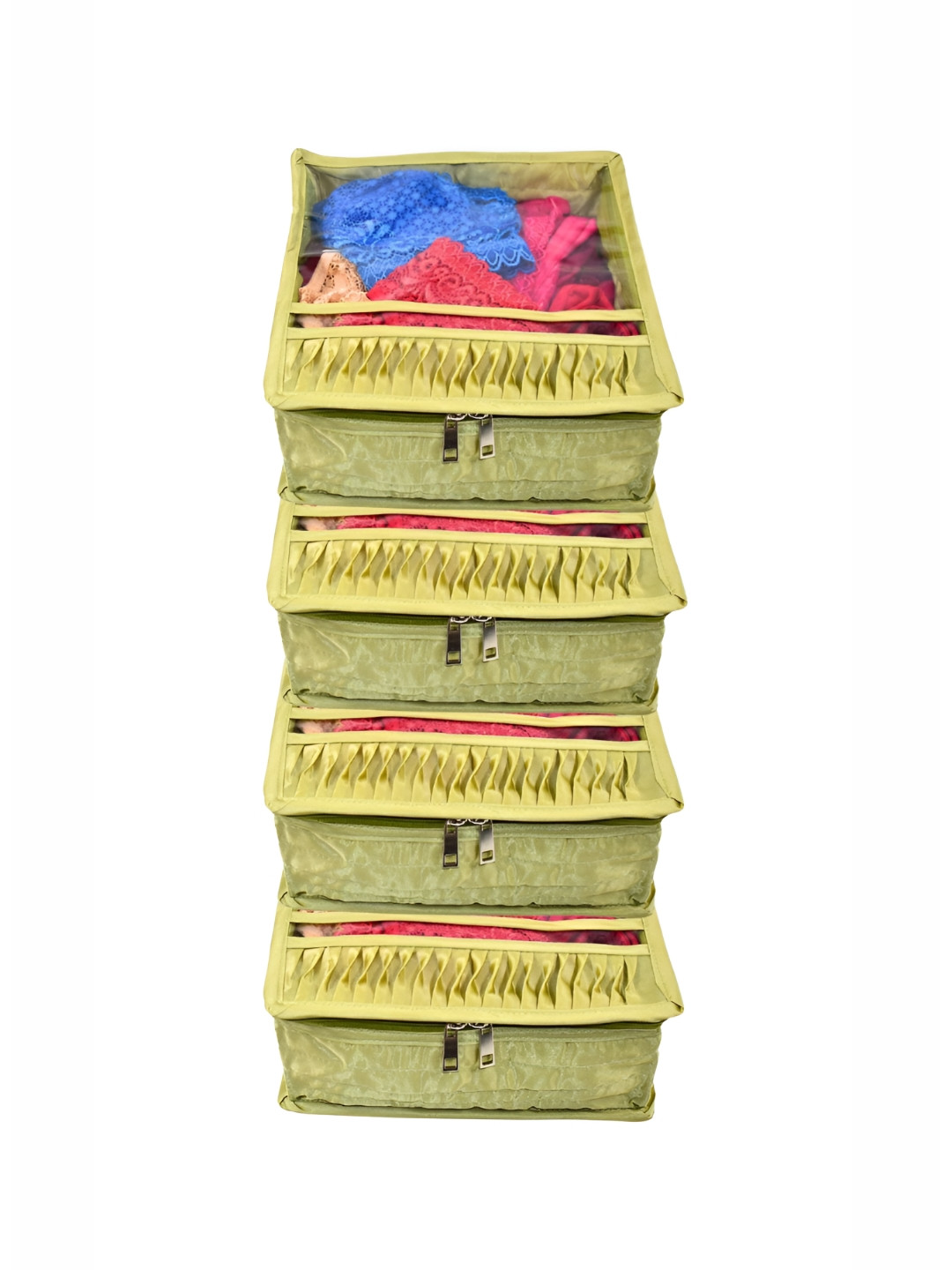 Ajabh Green 4 Pieces Water Resistant Undergarment Satin Cloth Organisers