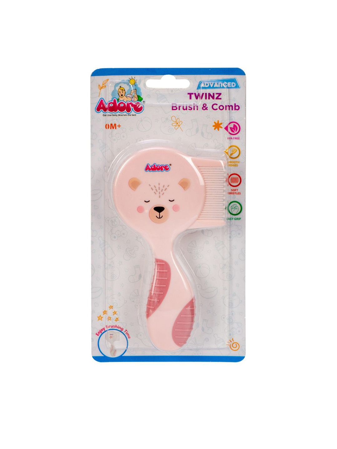 Adore Twinz Baby Brush & Comb Grooming - Pink