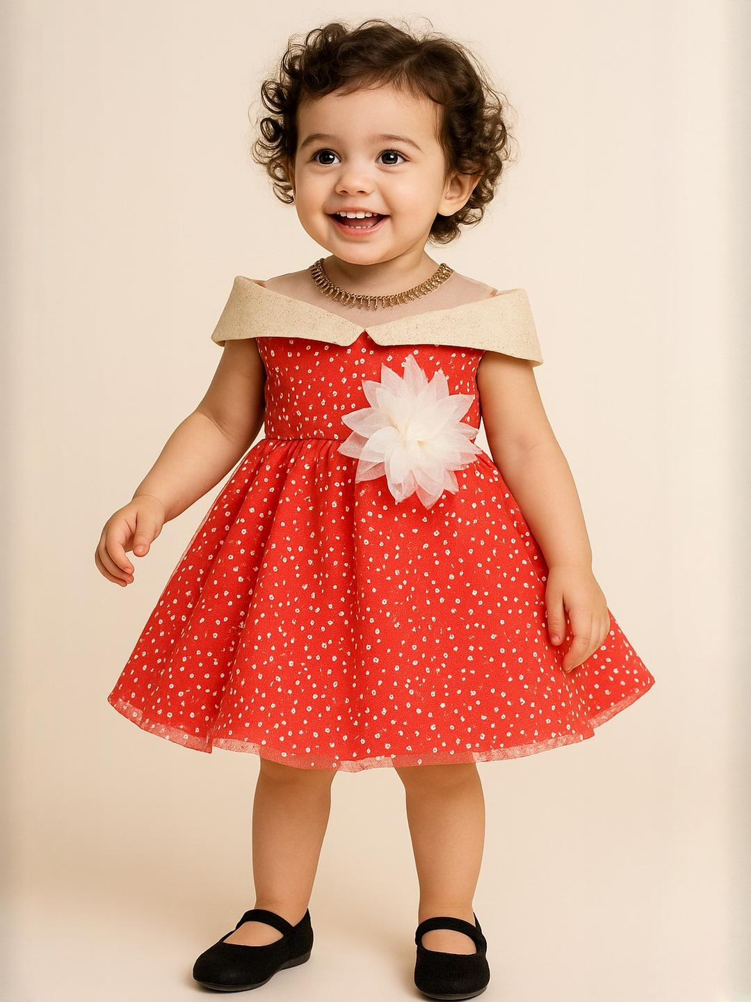 My Lil Princess Embellished Cold-Shoulder Fit & Flare Dress