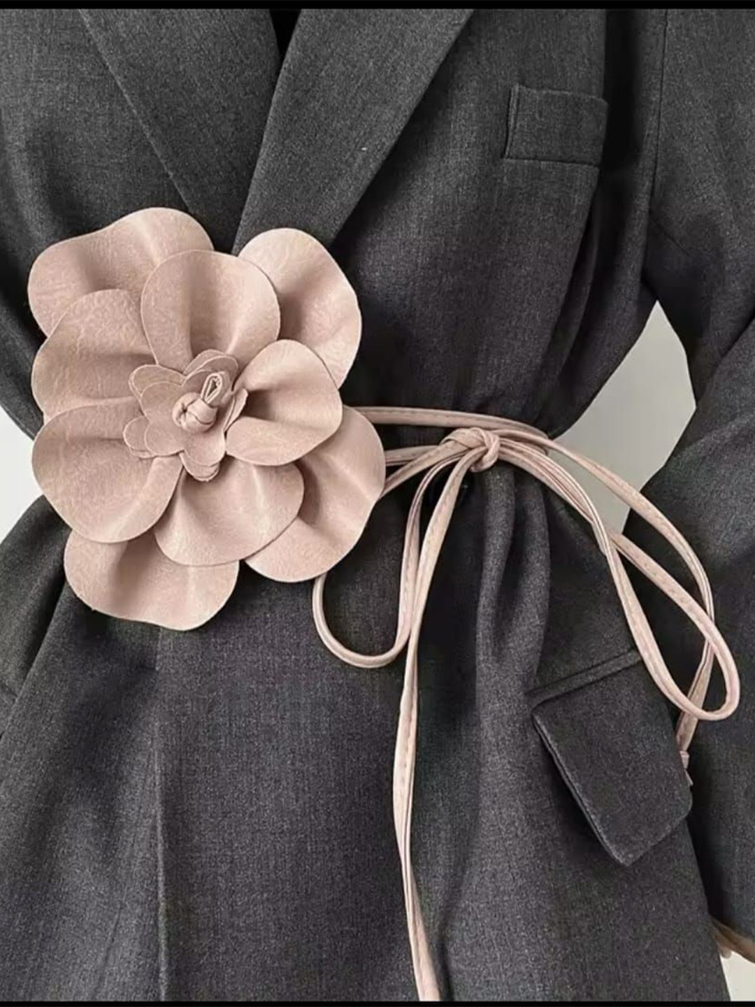 Beau Design Women Floral Leather Tie-Up Belt