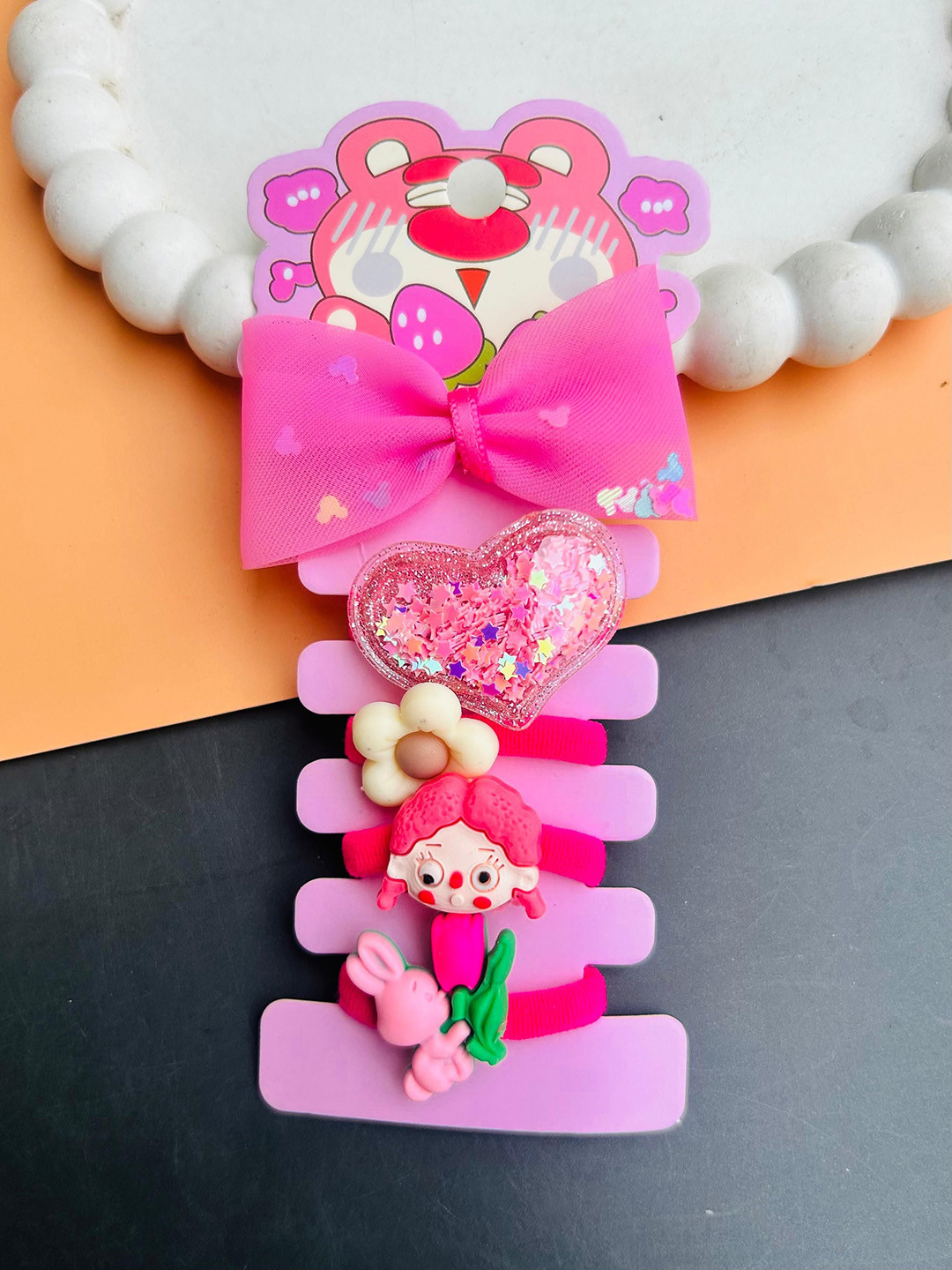 Radhya Accessories Women Pink Pop Princess Hair Set Pack of 5