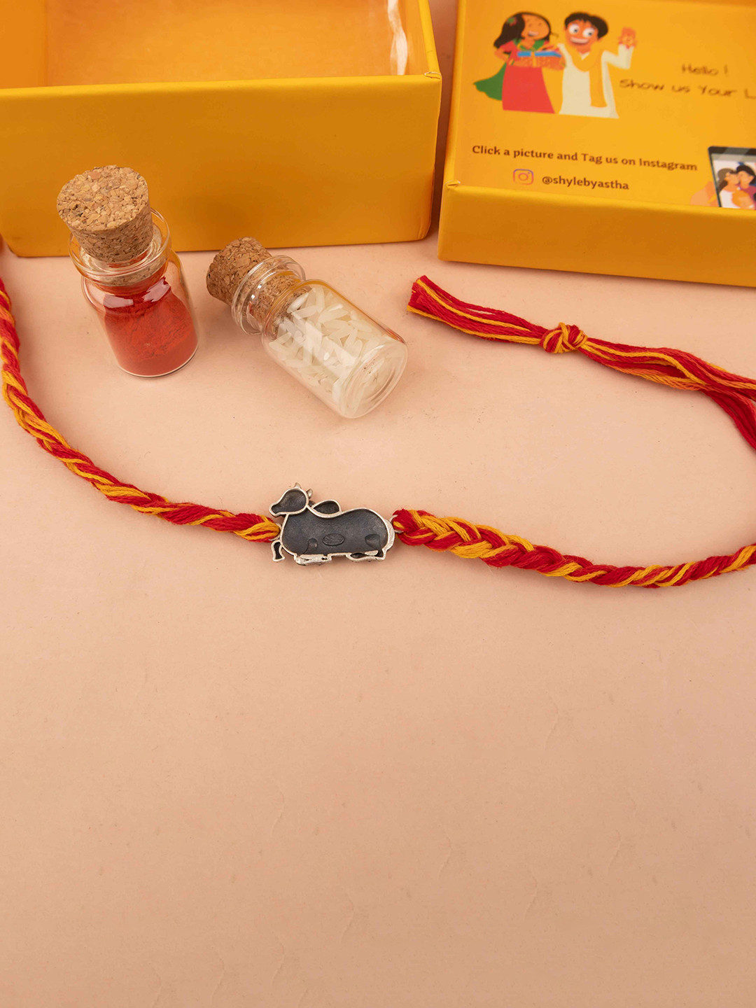 Shyle 925 Sterling Silver Shiva Nandi Thread Rakhi