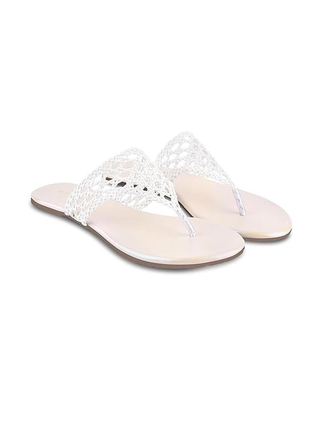 REVIT Women White Leather Flats
