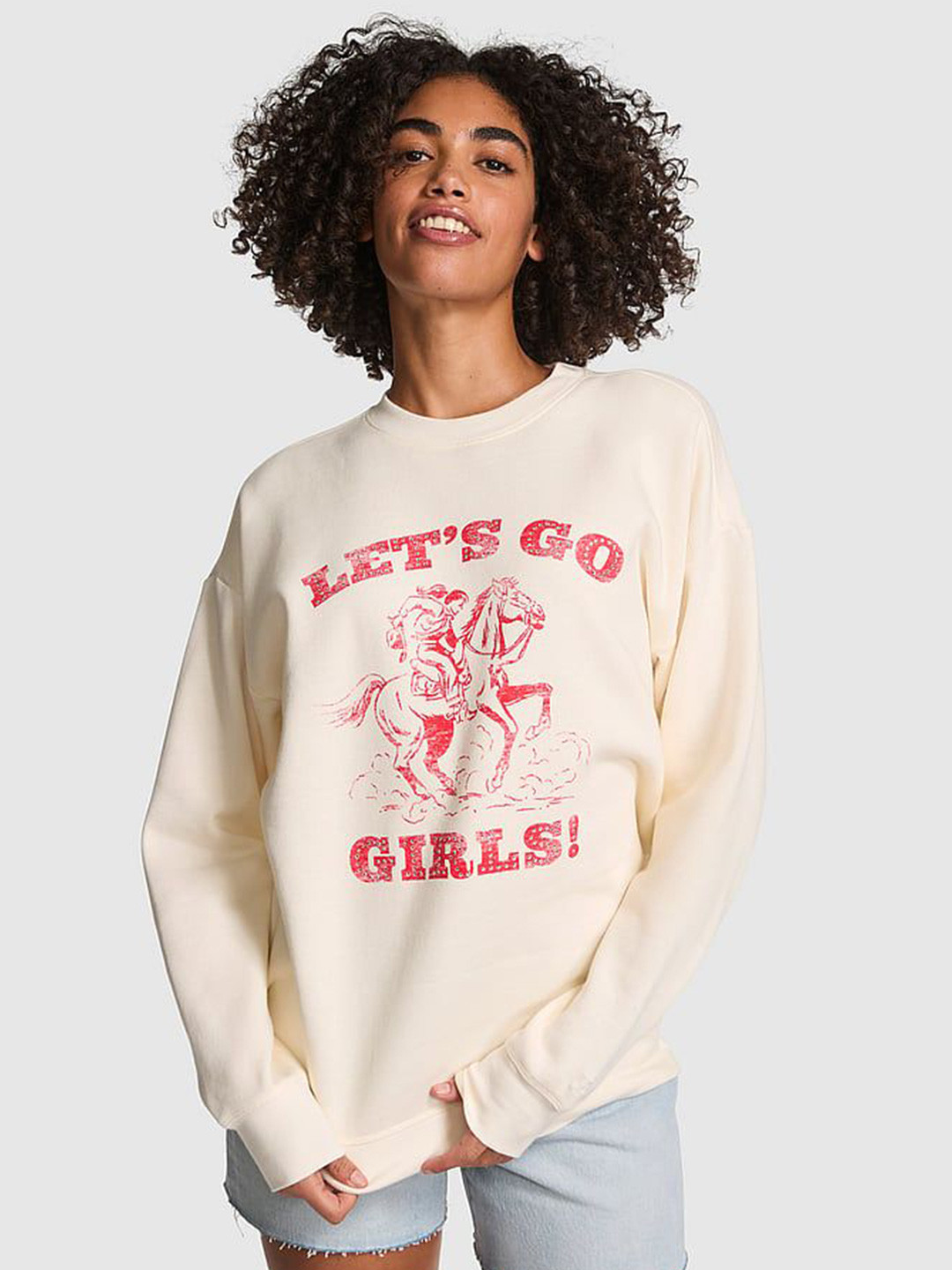 Victoria's Secret Women Graphic Printed Long Sleeves Sweatshirt