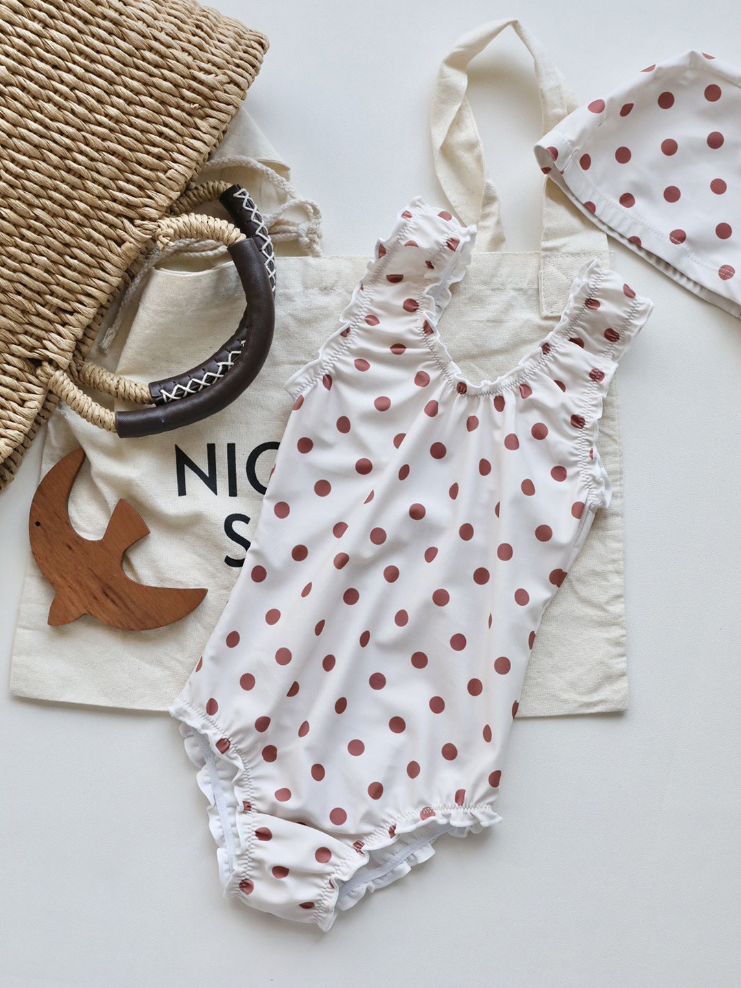 LULU & SKY Girls Printed Round Neck Sleeveless Swimming Dress Attached With Short