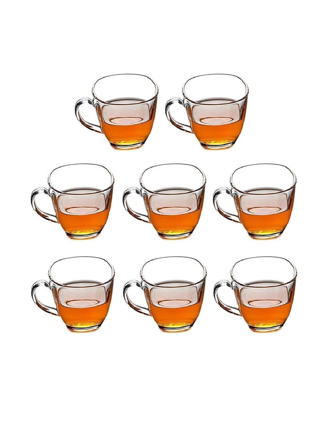 Somil Clear Glass Coffee & Tea Cup / Mug (100 Ml), Enjoy Your Drink in Style, 6.7 X 9 X 6.5 Cm, Pack of 8