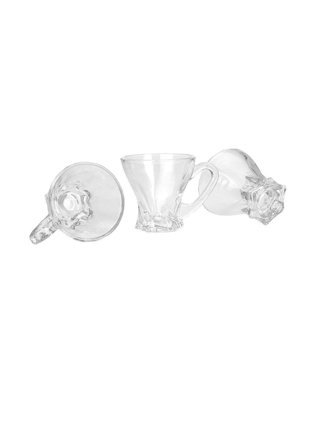 Somil Clear Glass Coffee & Tea Cup / Mug, Enjoy Your Drink in Style, Pack of 3, 80 Ml, 8 X 10.3 X 7.8 CM