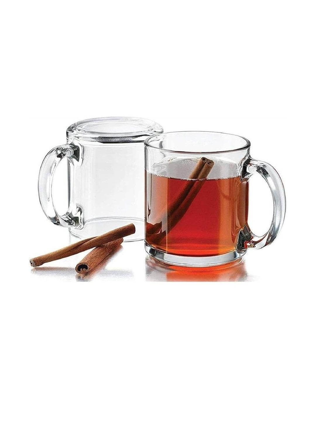 Somil Clear Glass Coffee & Tea Cup / Mug, Enjoy Your Drink in Style, Pack of 2, 180 Ml, 7 X 10 X 8.5 CM