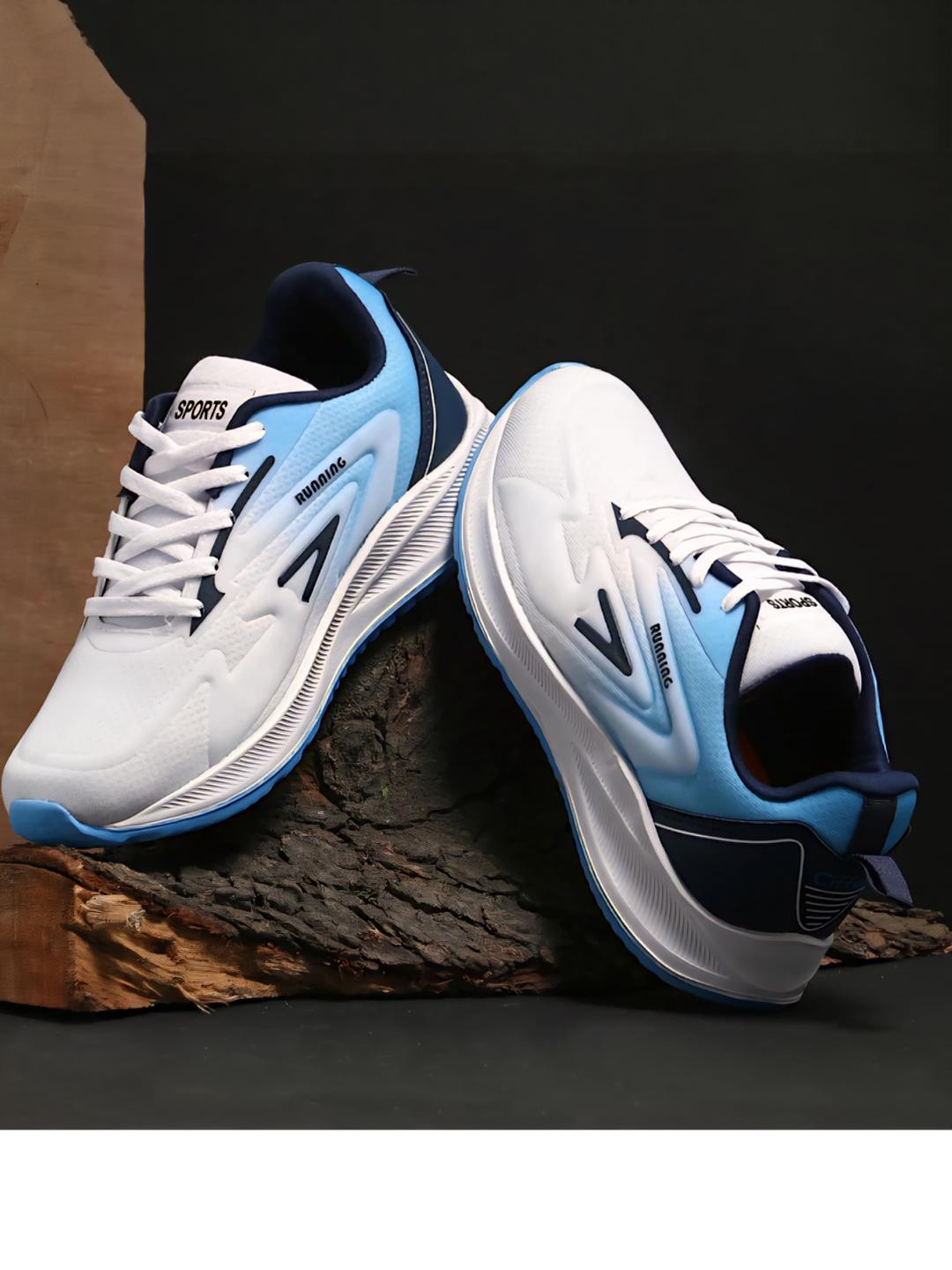 COGS Men Blue & White Mesh Walking Non-Marking Shoes