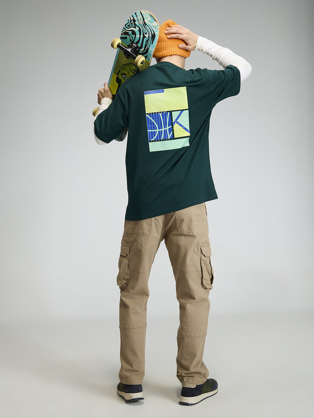 CAVA Men Pine Trackline Oversized Printed Cotton Tee