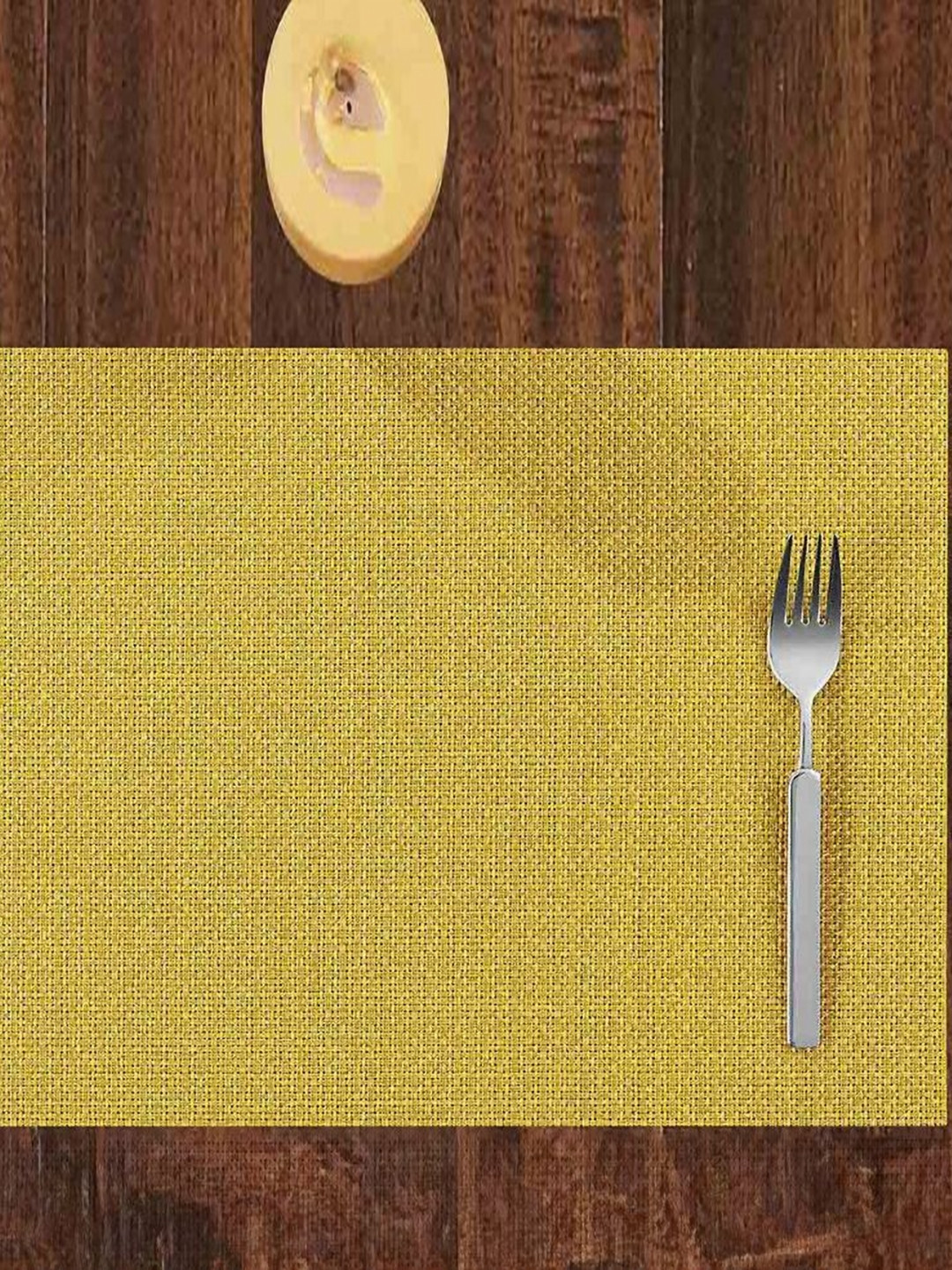 OBSESSIONS 6-Pcs Mustard-Yellow PVC Dining Table Placemats
